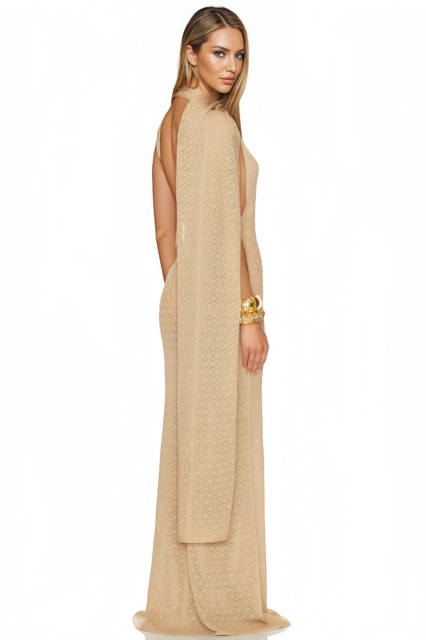 Nysst Asymmetrical Openwork Maxi Dress