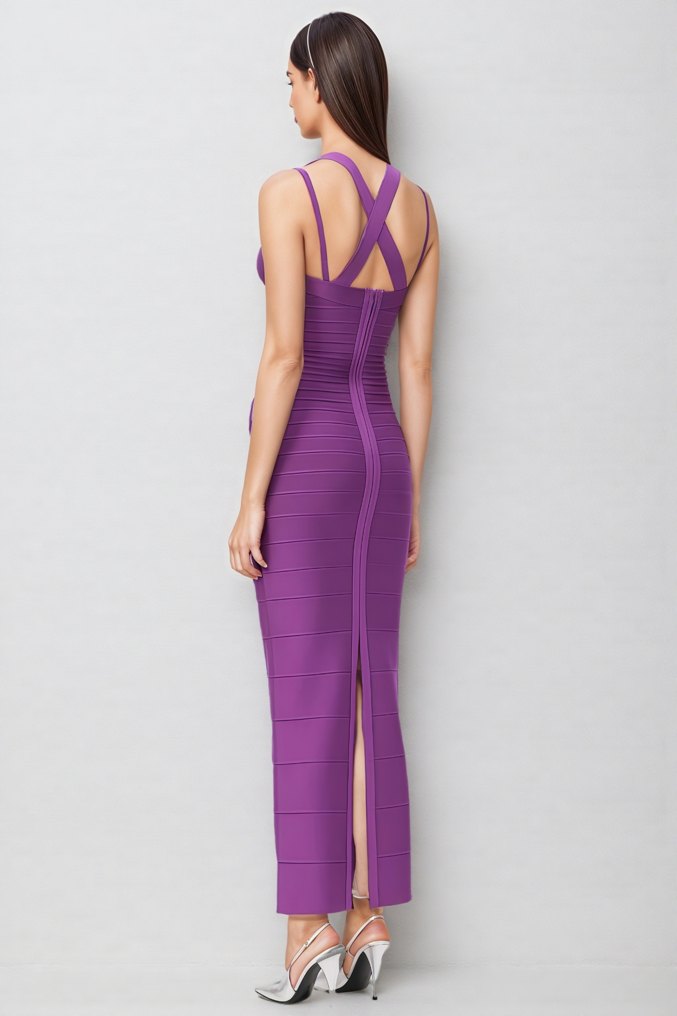 Pasha Purple Bandage Wrap Maxi Dress