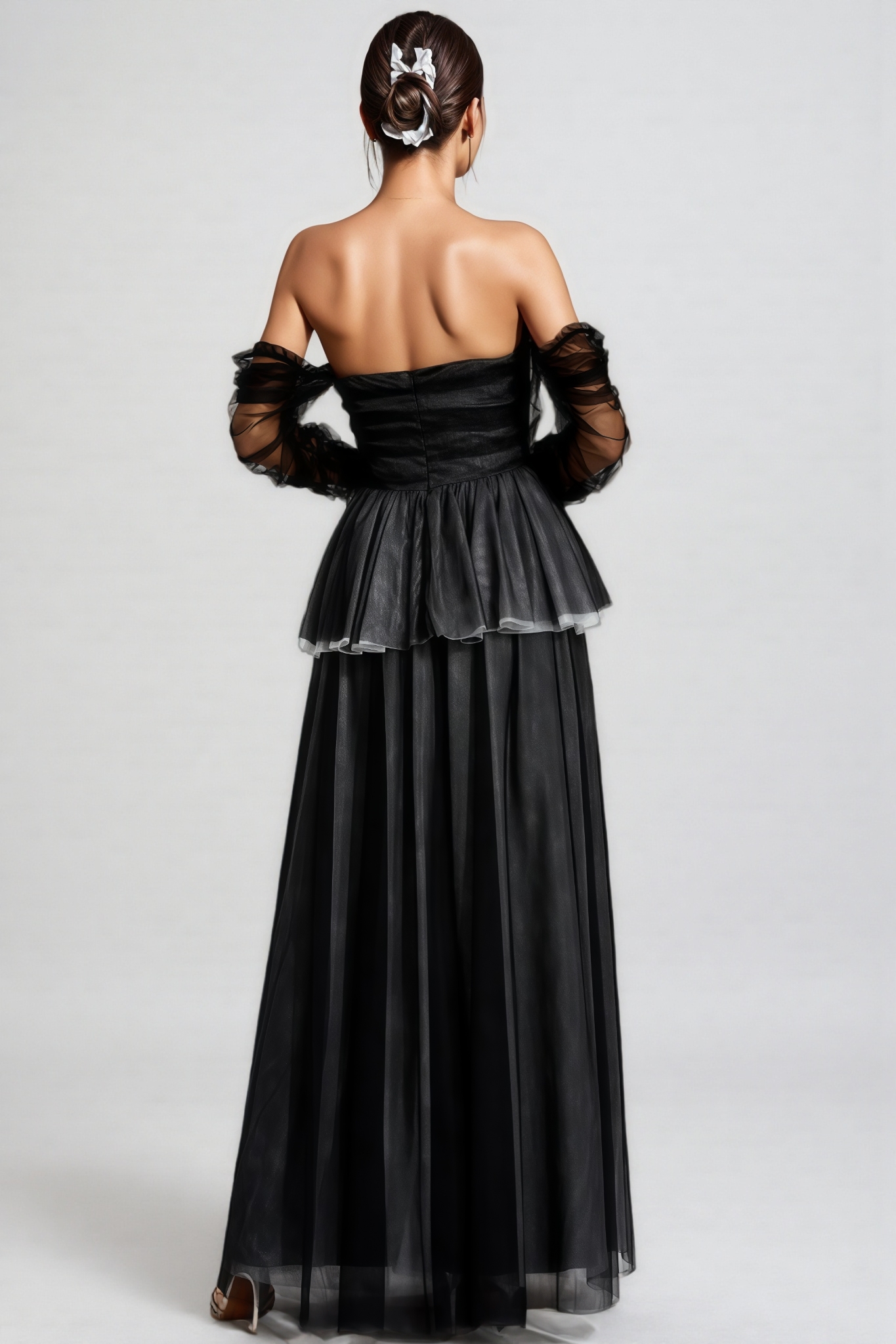 Uxley Black Mesh Off Shoulder Maxi Dress
