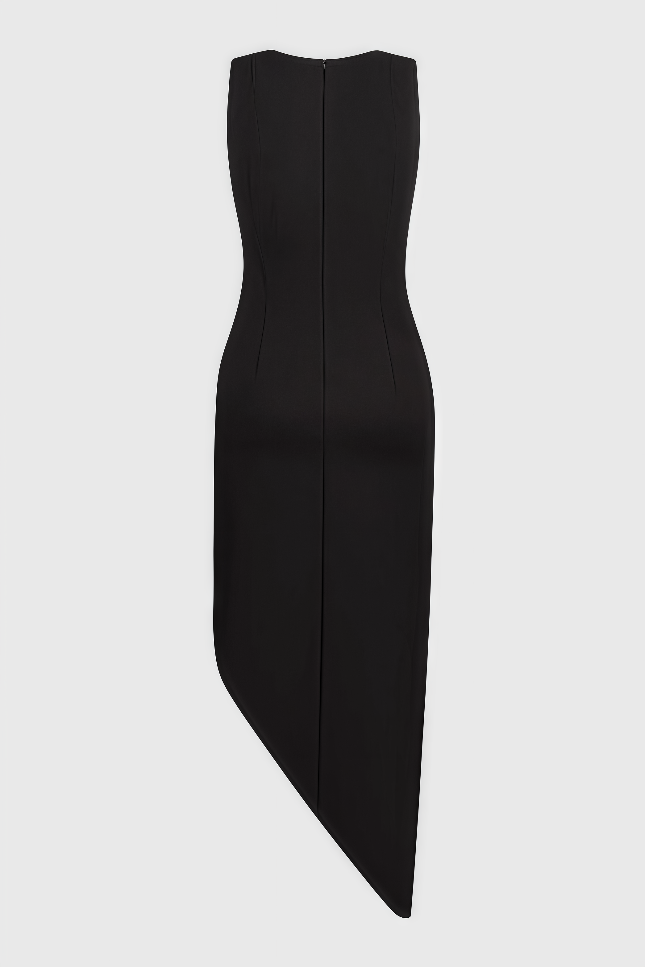 Lioratp Black Openwork Irregular Slit Midi Dress