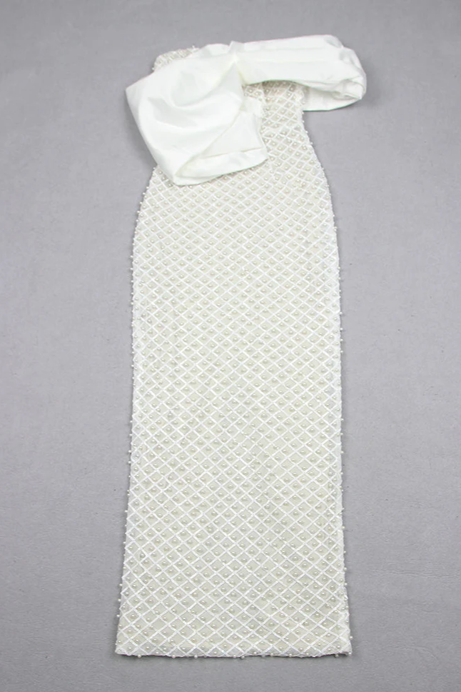 Lyra Pearl Embellished Off-shoulder Maxi Dress