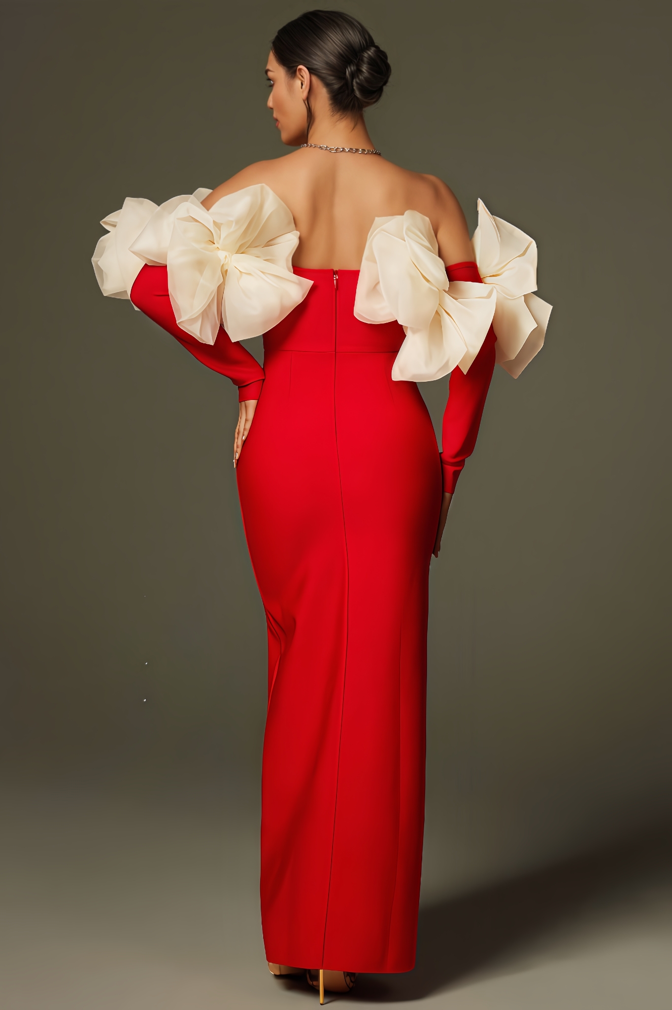 Oria Off Shoulder Flower Bandage Maxi Dress