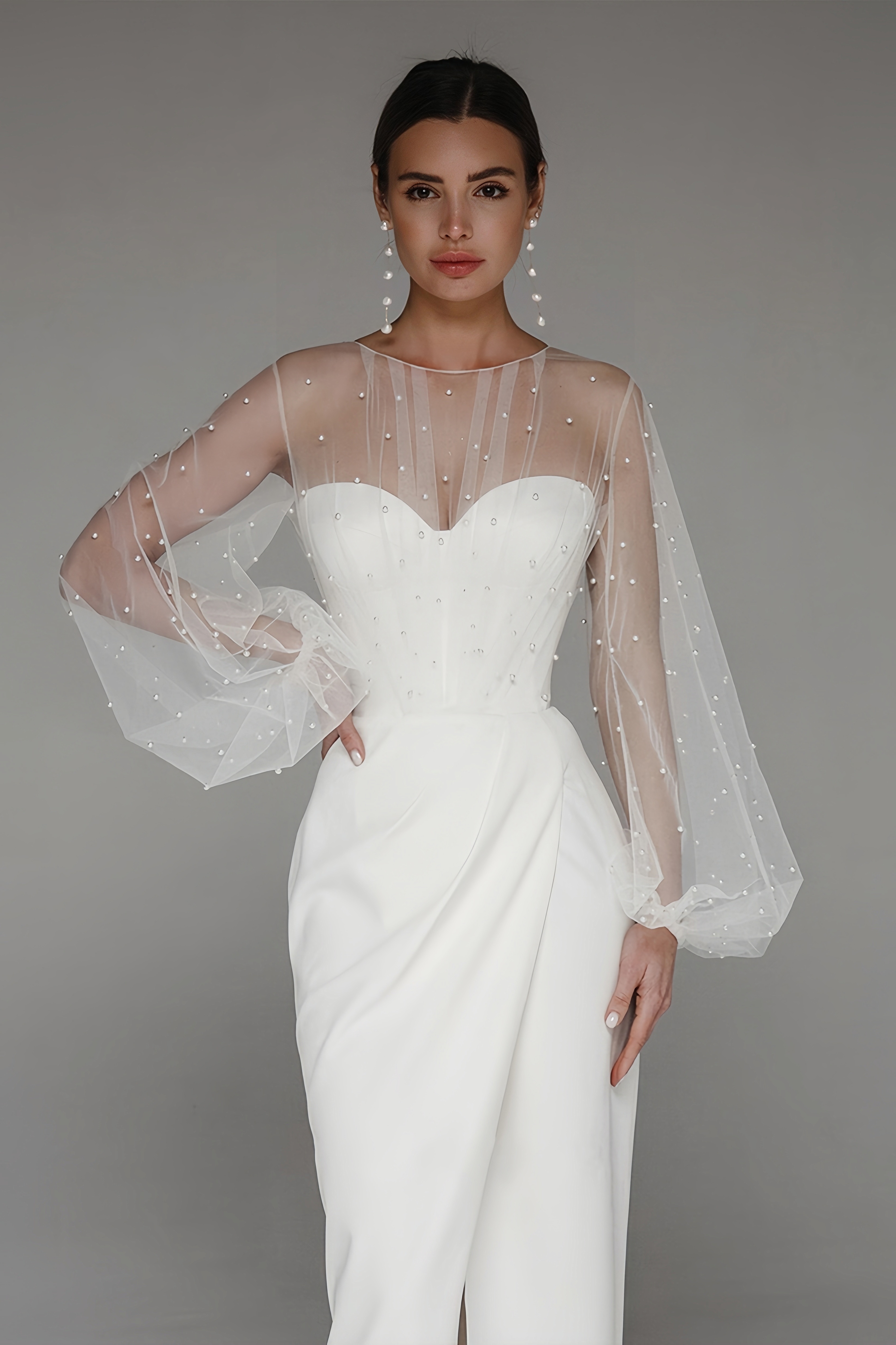 Kalia Sheath Pearl Maxi Dress-White