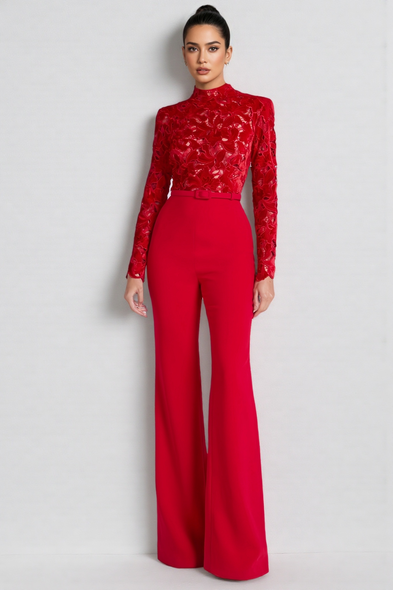 Riya Red Lace Jumpsuit