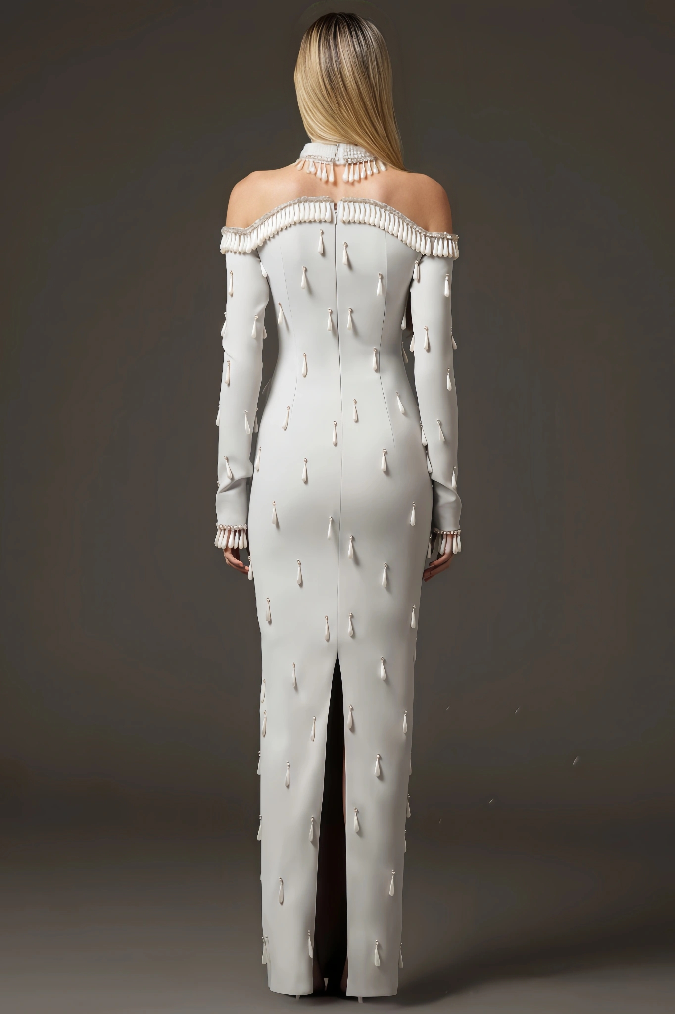 Tarynl Pearl Mesh Maxi Dress