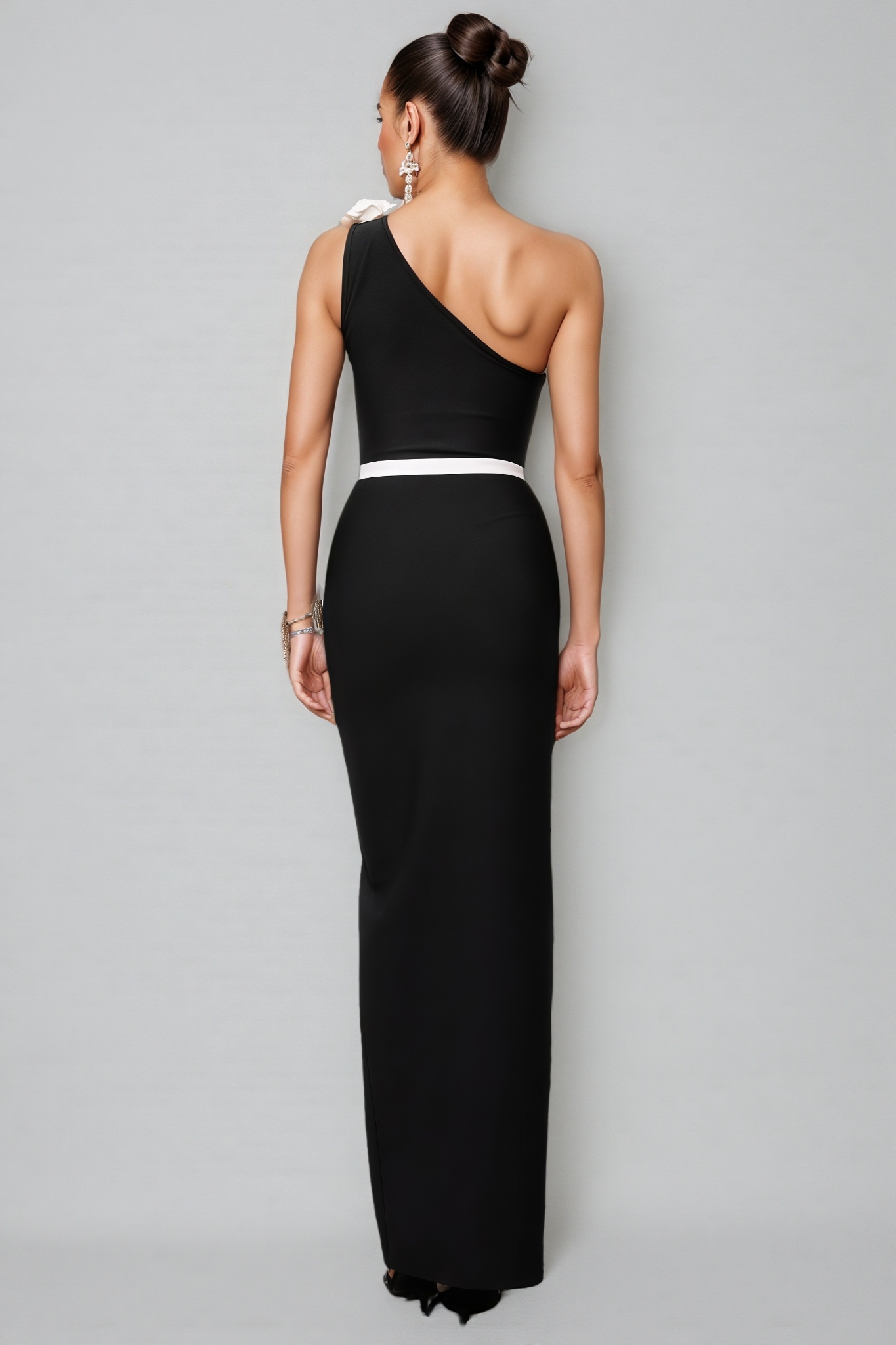 Sia Floral Diagonal Shoulder Maxi Dress