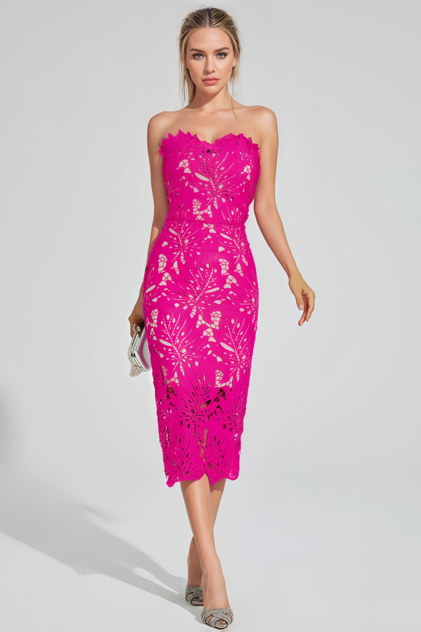 Mya Floral Lace Midi Dress