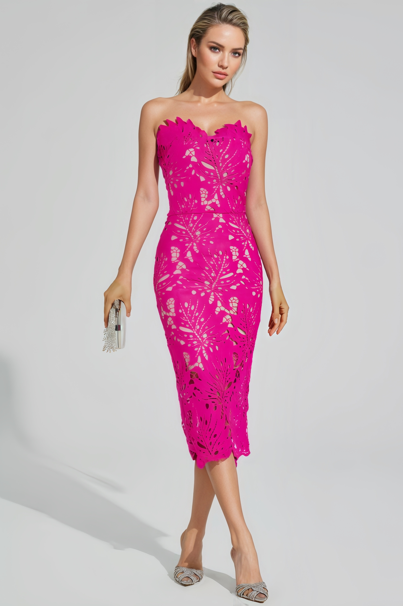 Mya Floral Lace Midi Dress