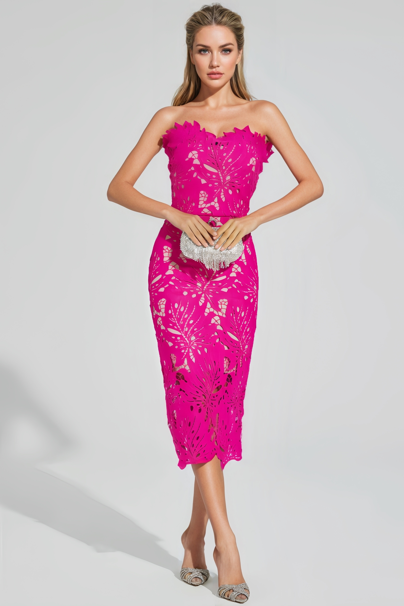 Mya Floral Lace Midi Dress