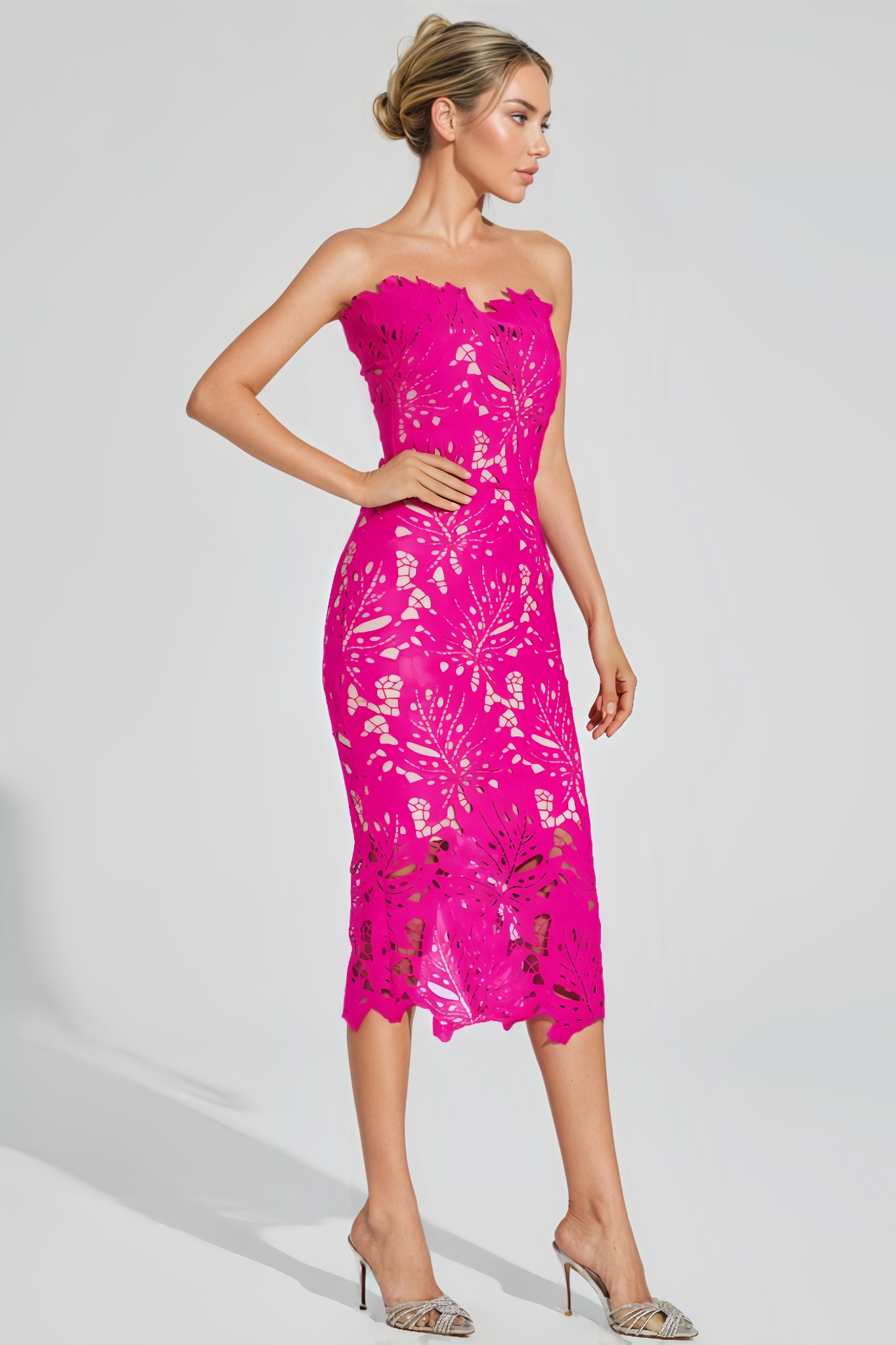 Mya Floral Lace Midi Dress