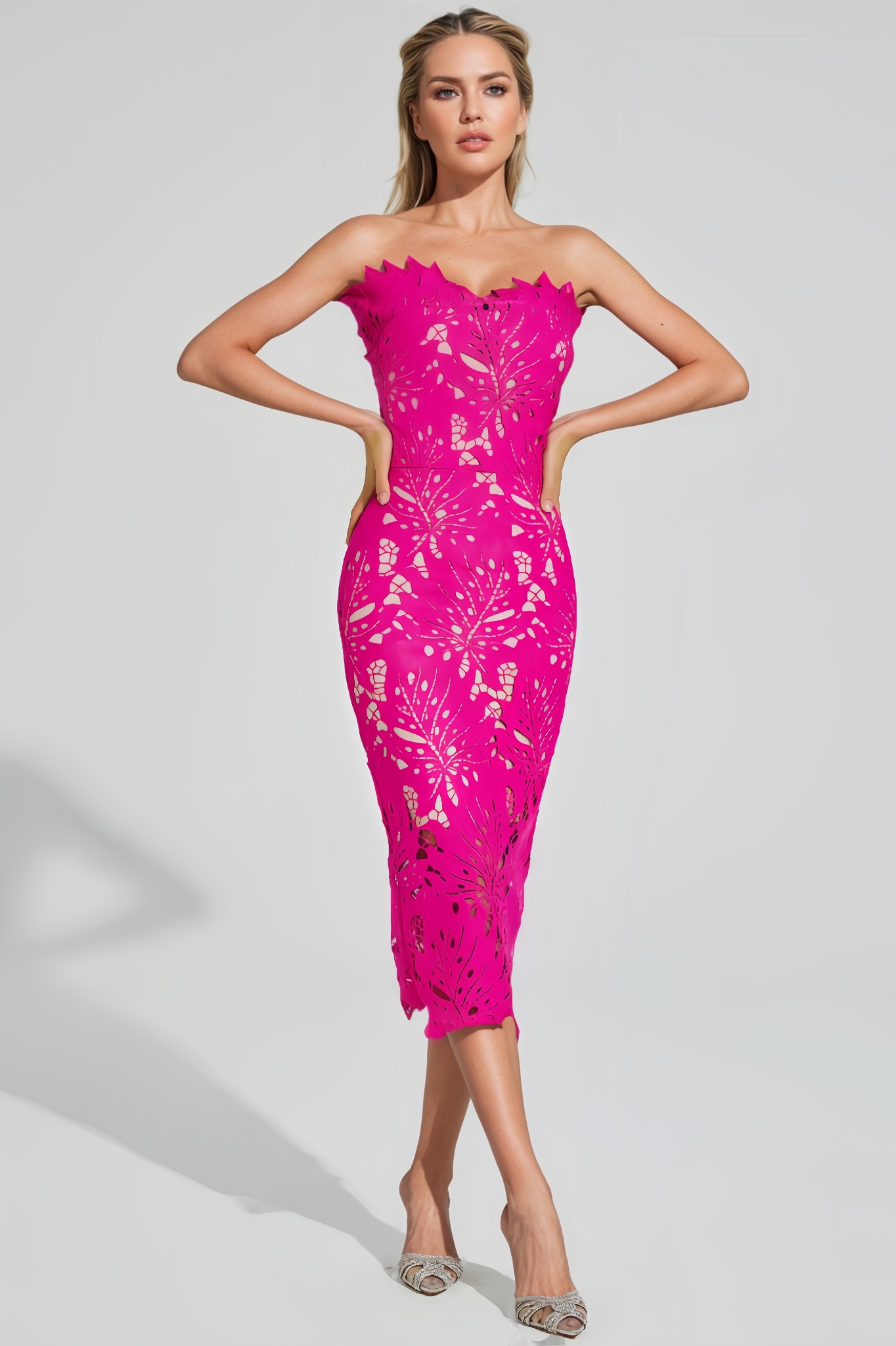 Mya Floral Lace Midi Dress