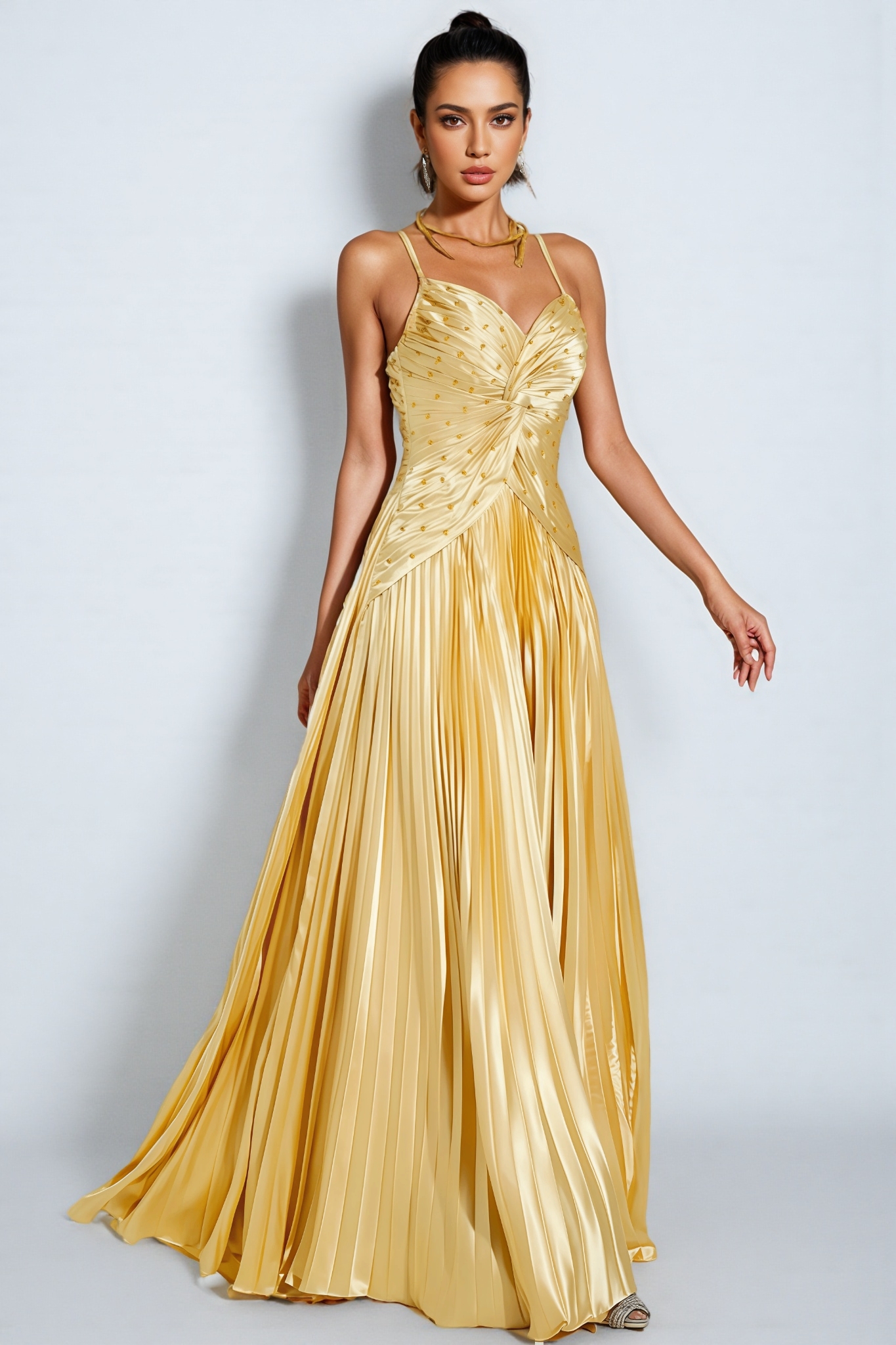 Saga Gold Beaded Maxi Slip Dress
