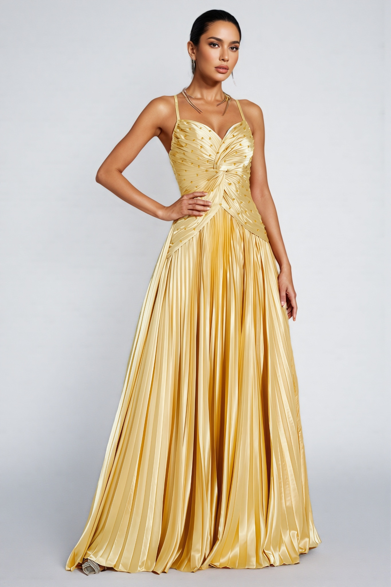 Saga Gold Beaded Maxi Slip Dress