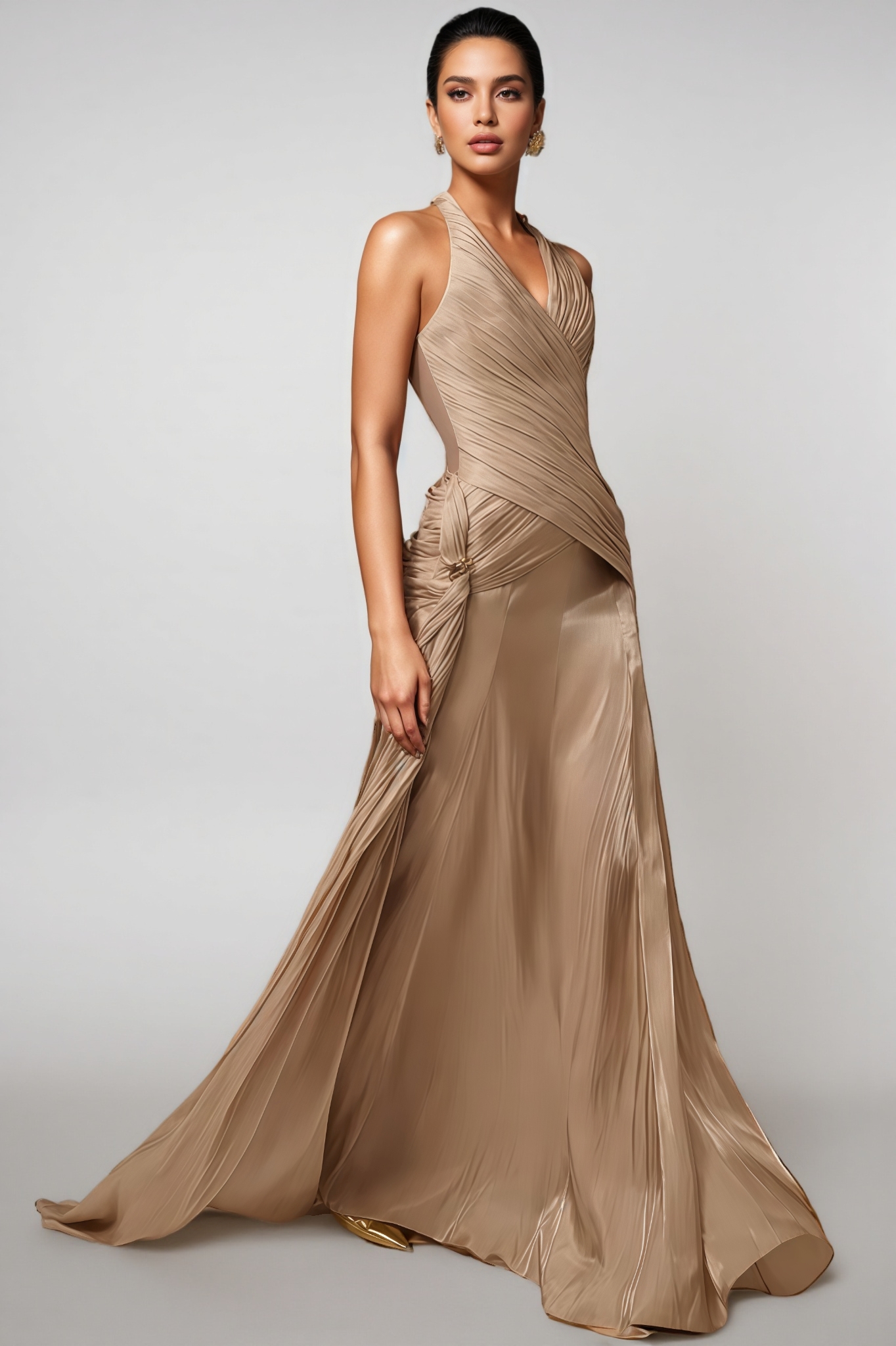 Pavoty Halter Neck High Waist Maxi Dress