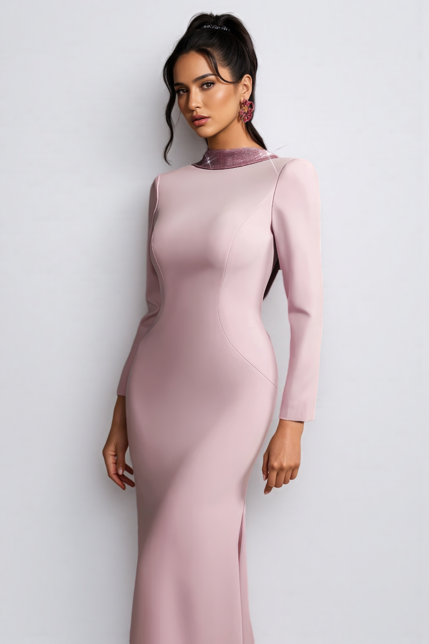 Taryke Backless Rhinestone Flower Maxi Dress