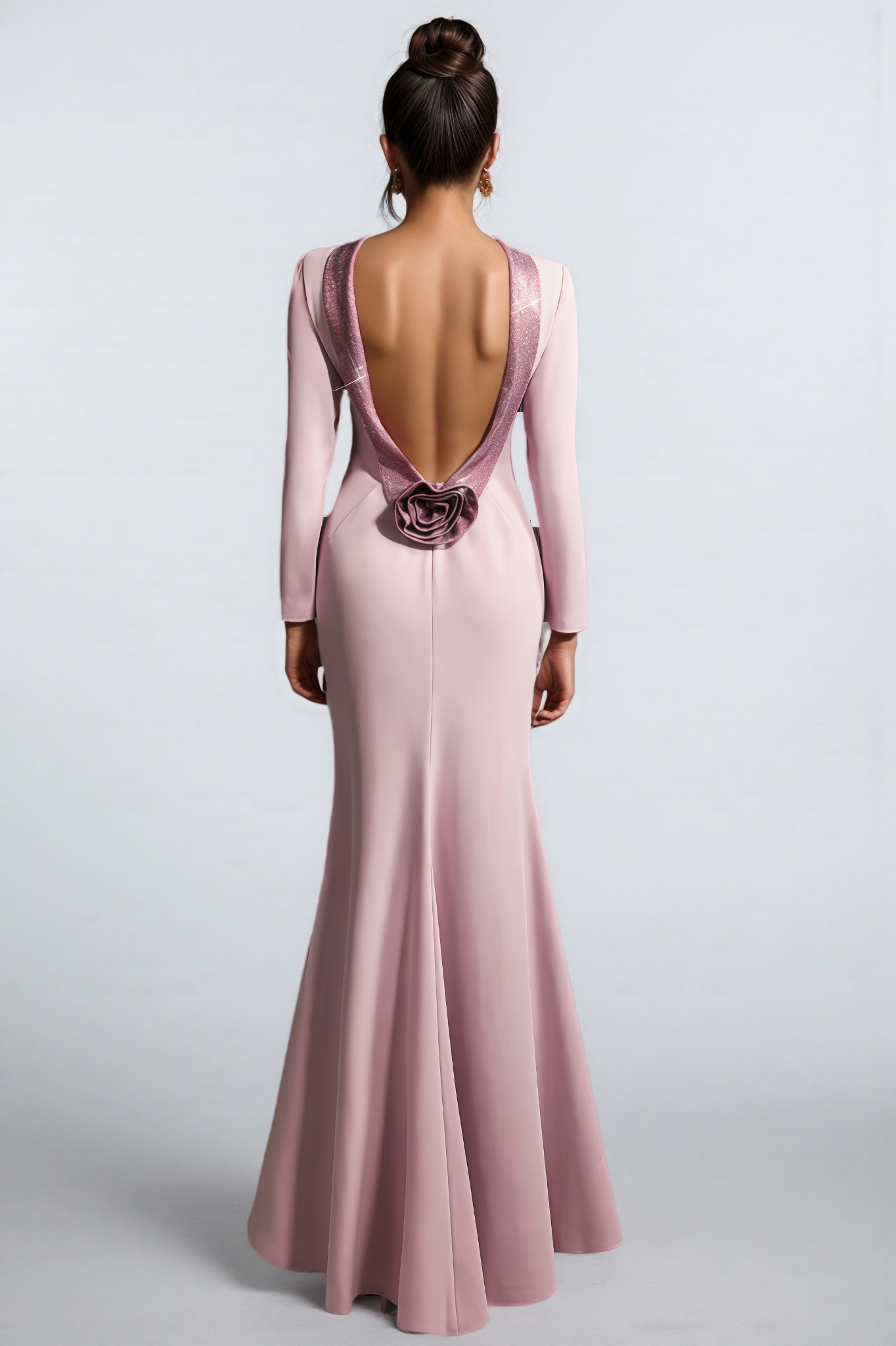 Taryke Backless Rhinestone Flower Maxi Dress