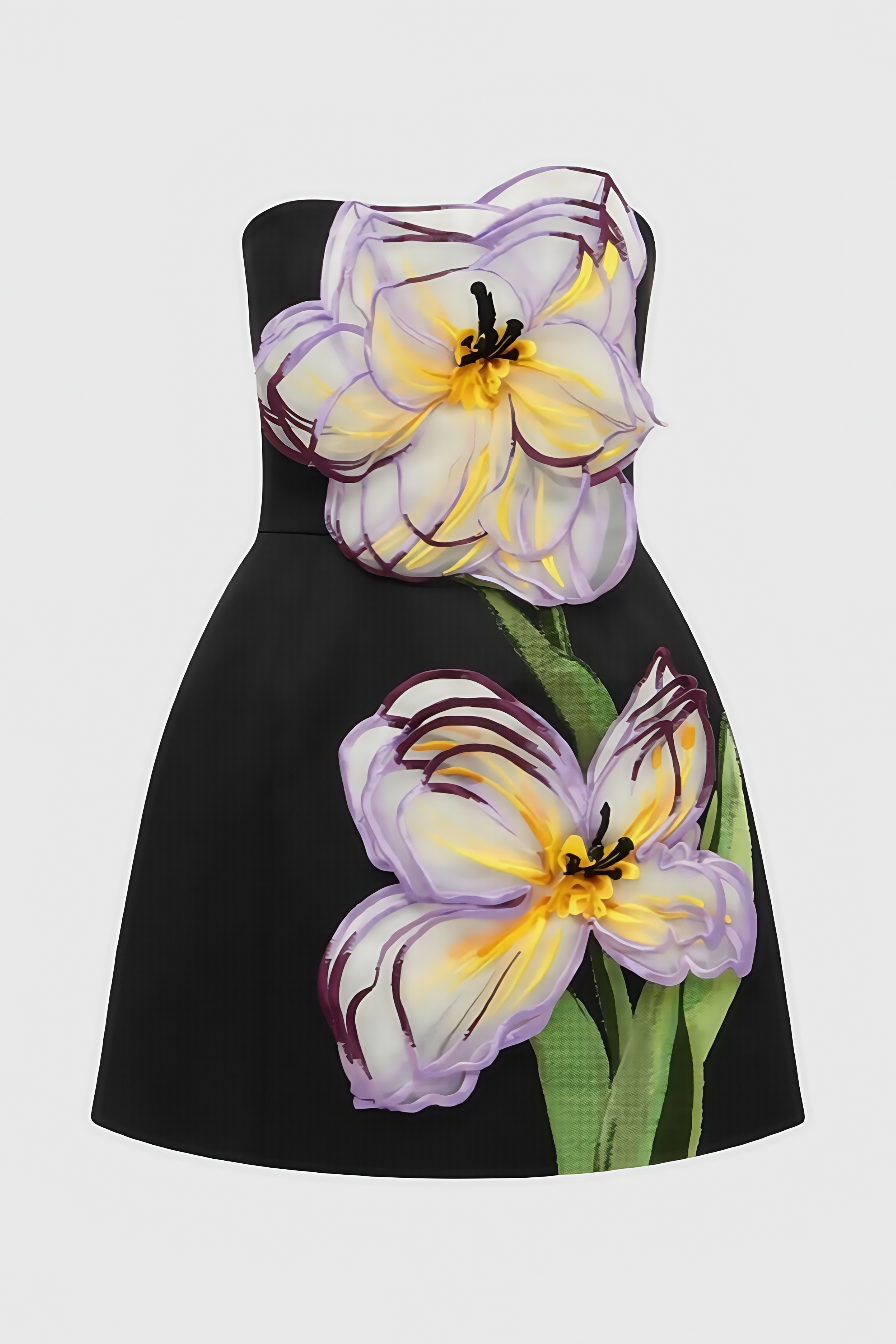 Fennl Black Floral Bustier Mini Dress