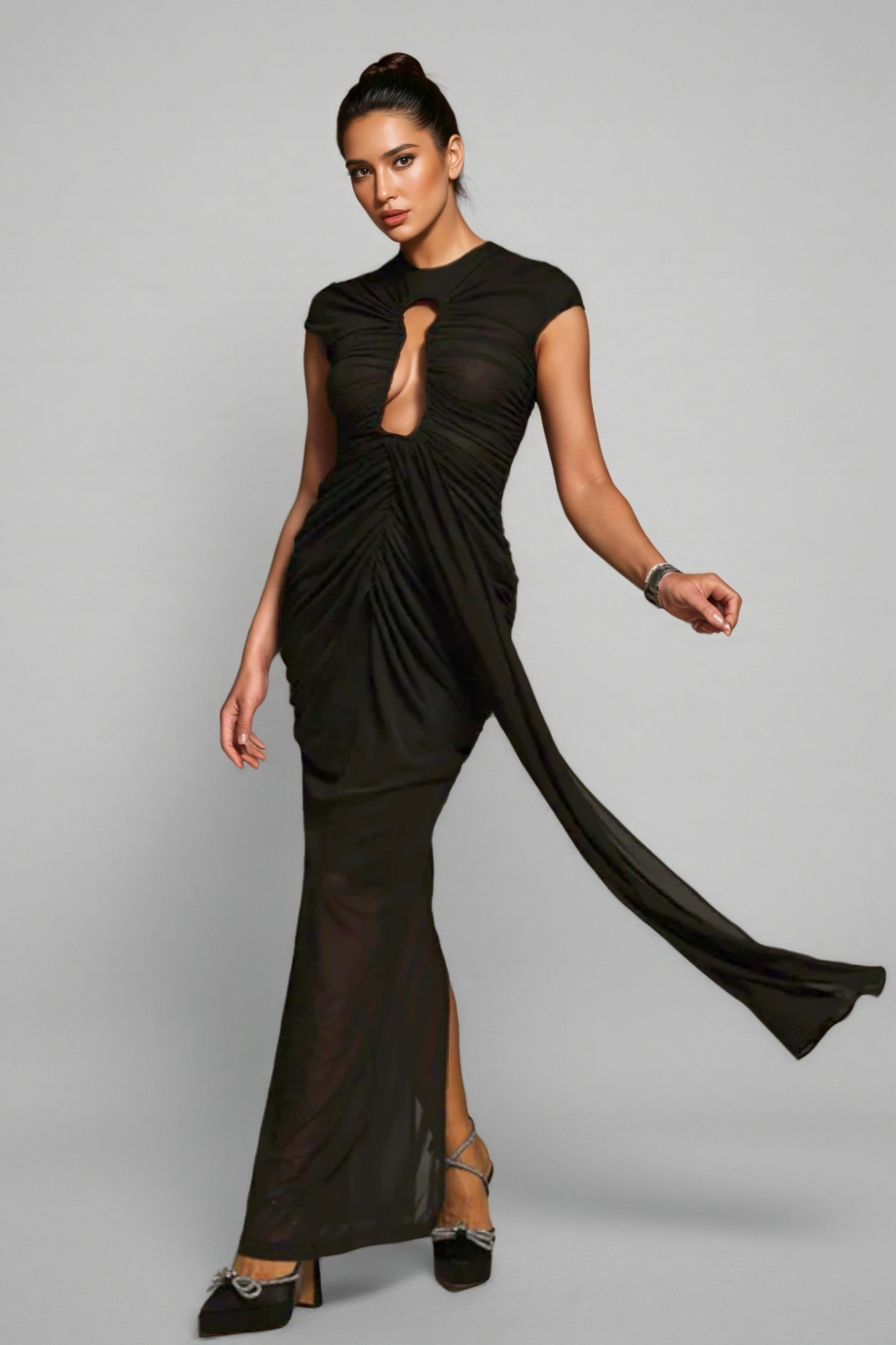 Reed Ruched Cutout Draped Maxi Dress