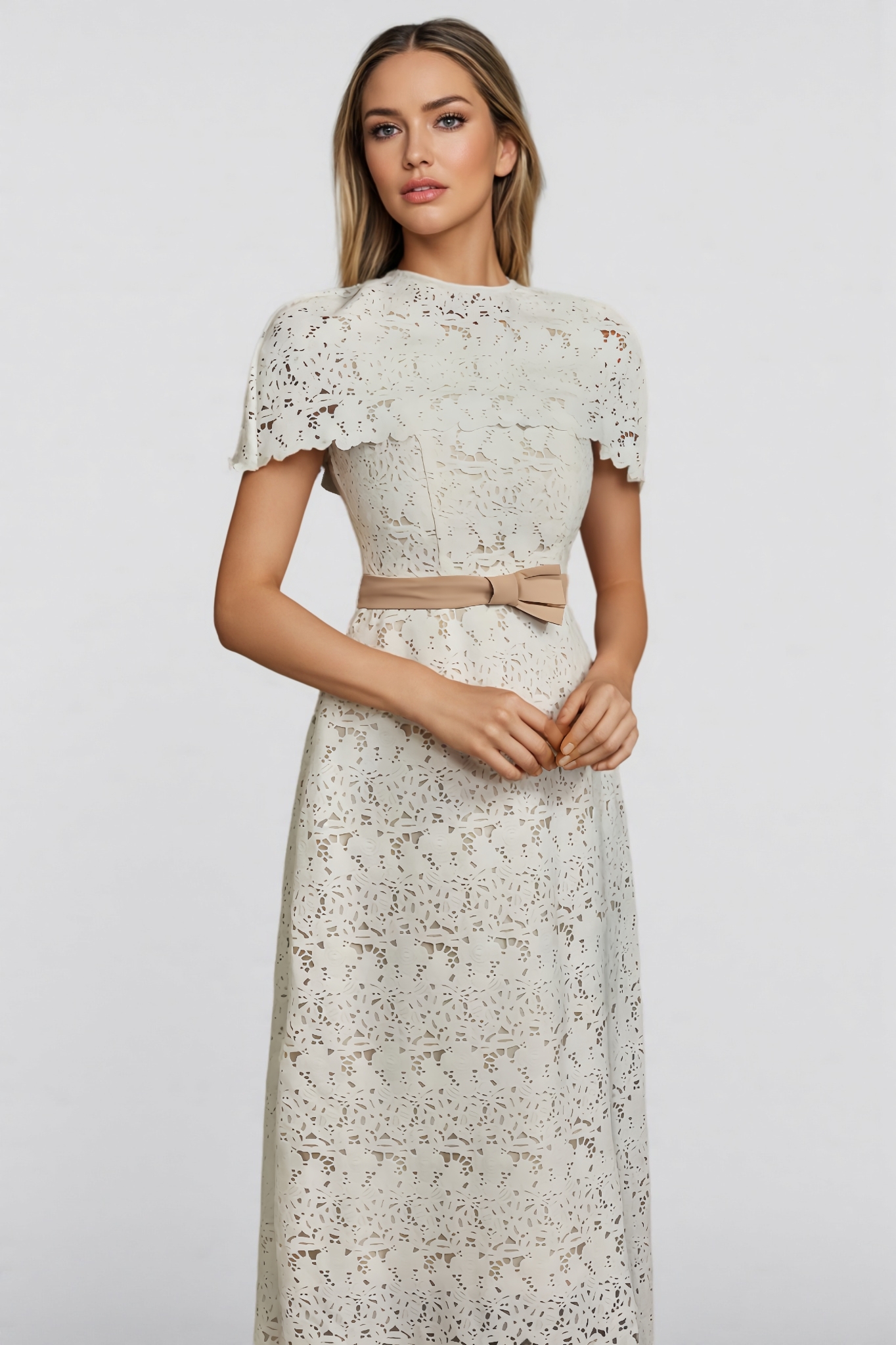 Elin Cape Embroidered Midi Dress