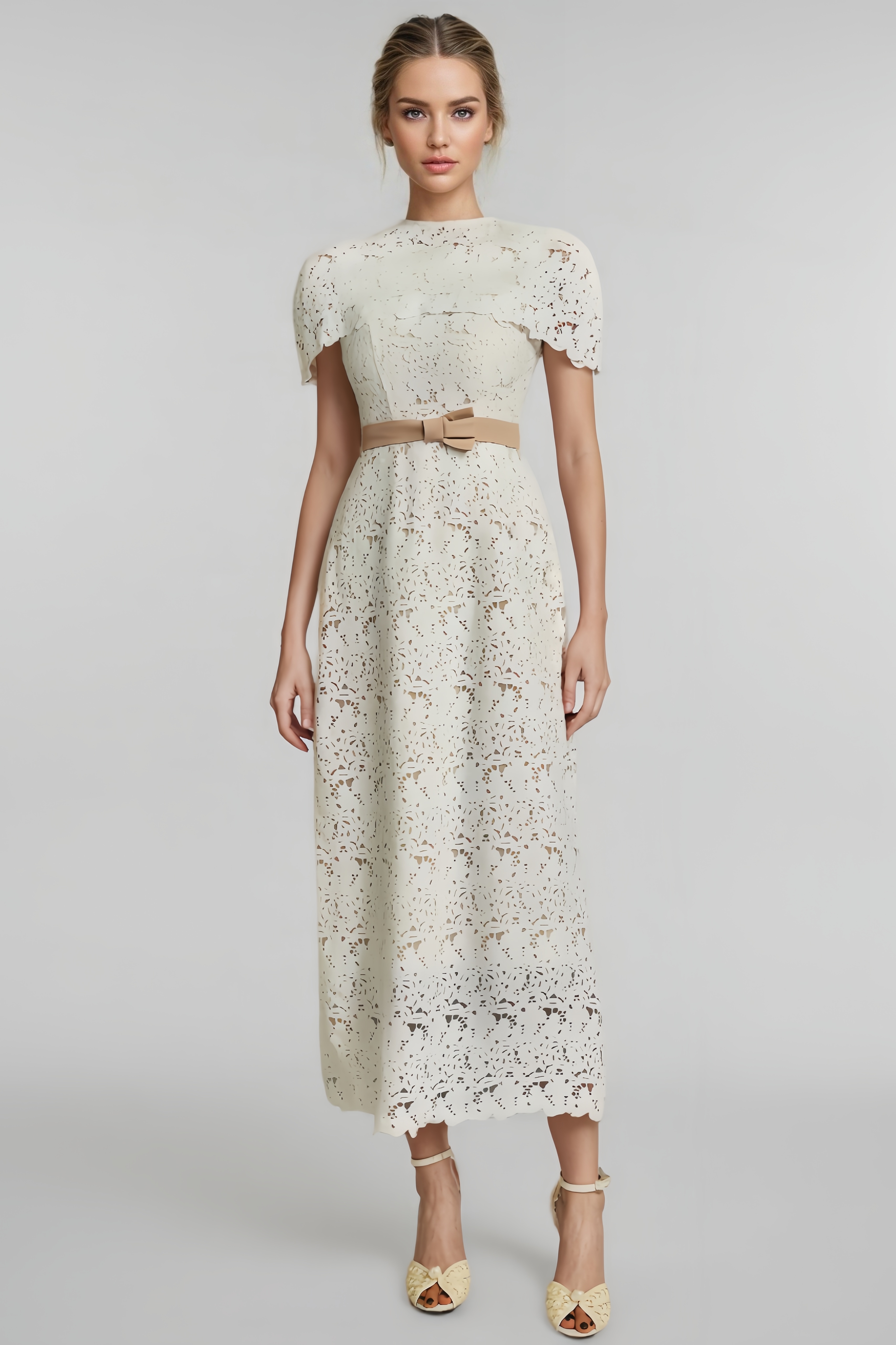 Elin Cape Embroidered Midi Dress