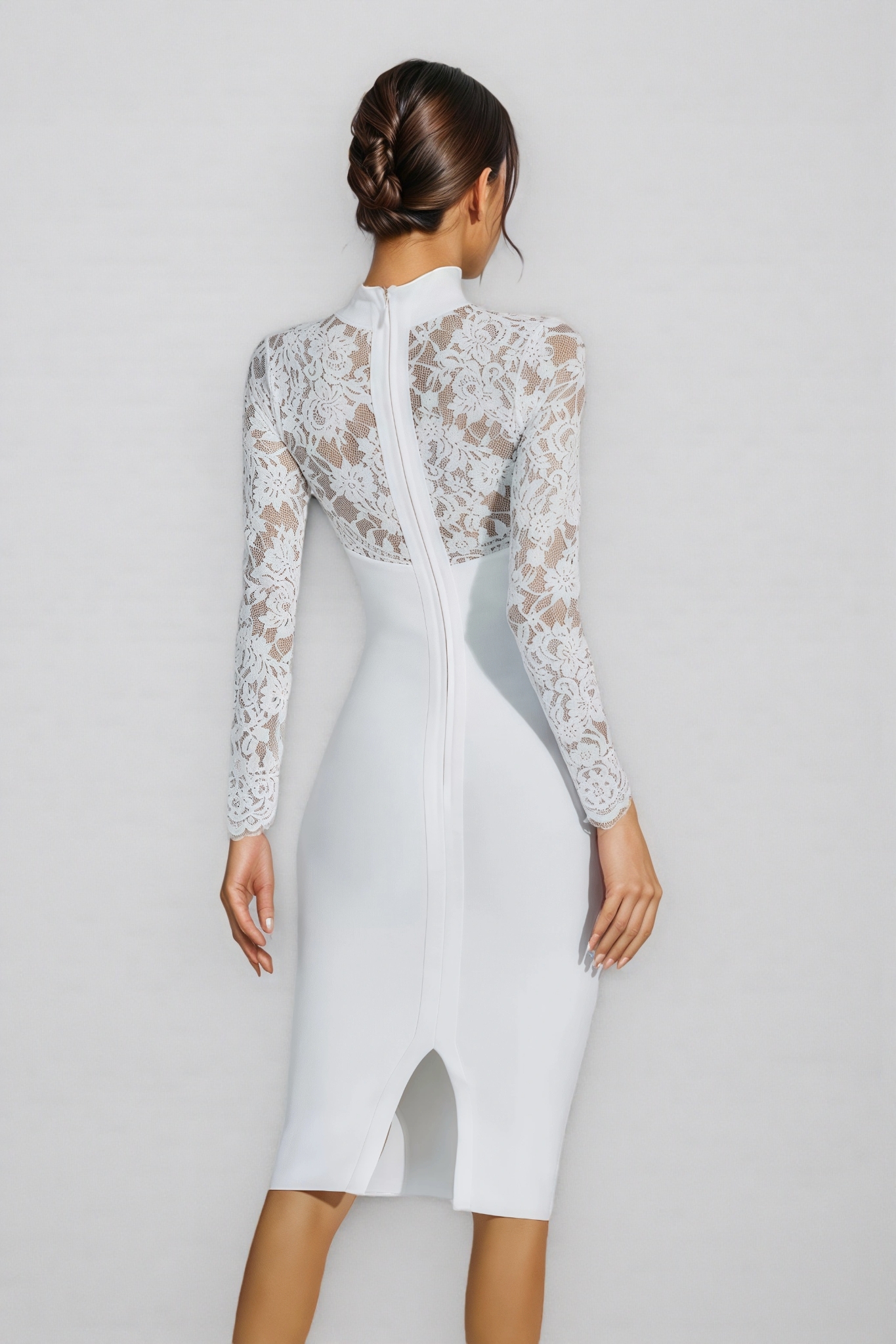 Beren White Lace Sleeve Bandage Maxi Dress