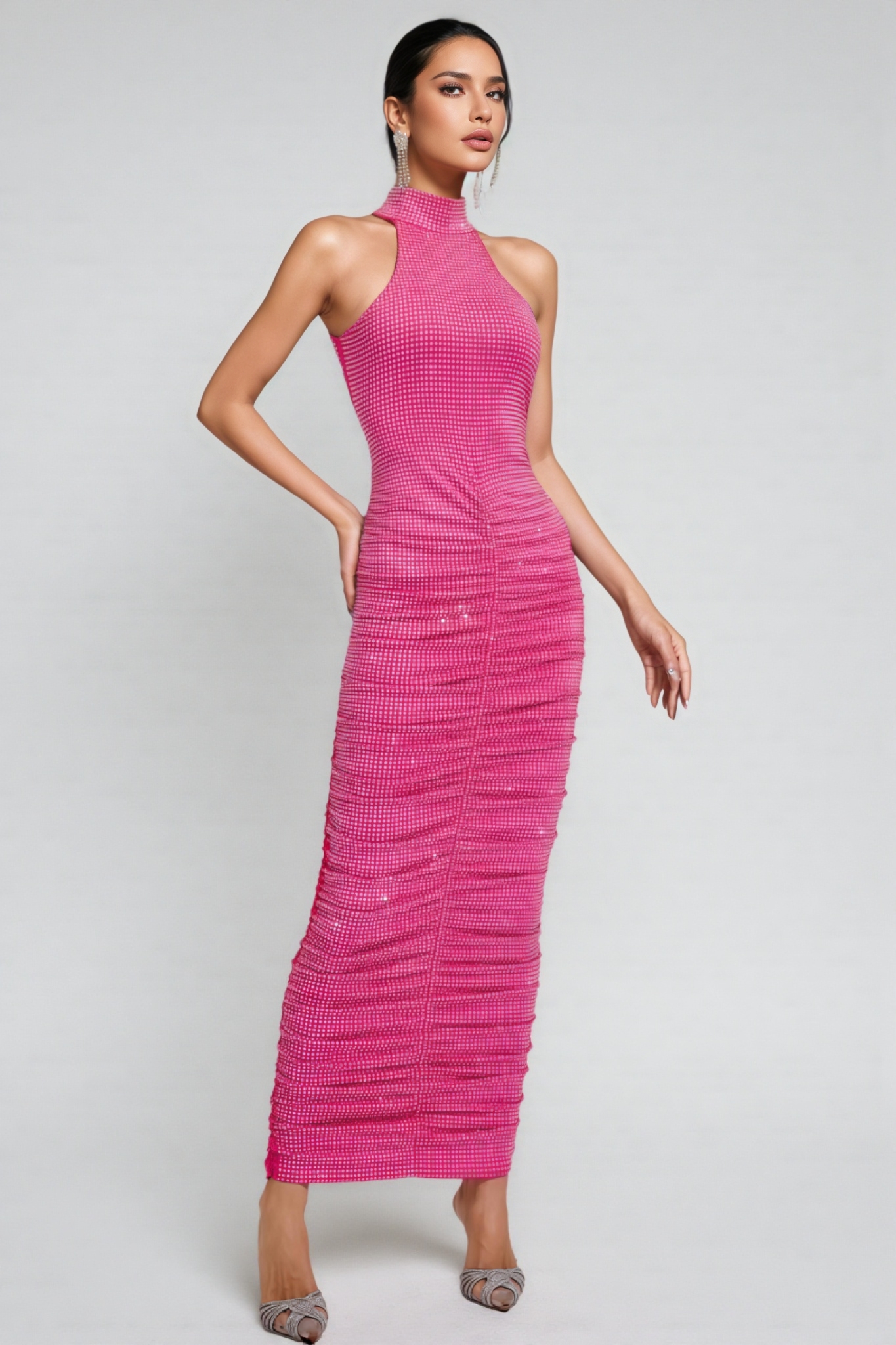 Jackea Rose Red Diamond Maxi Dress