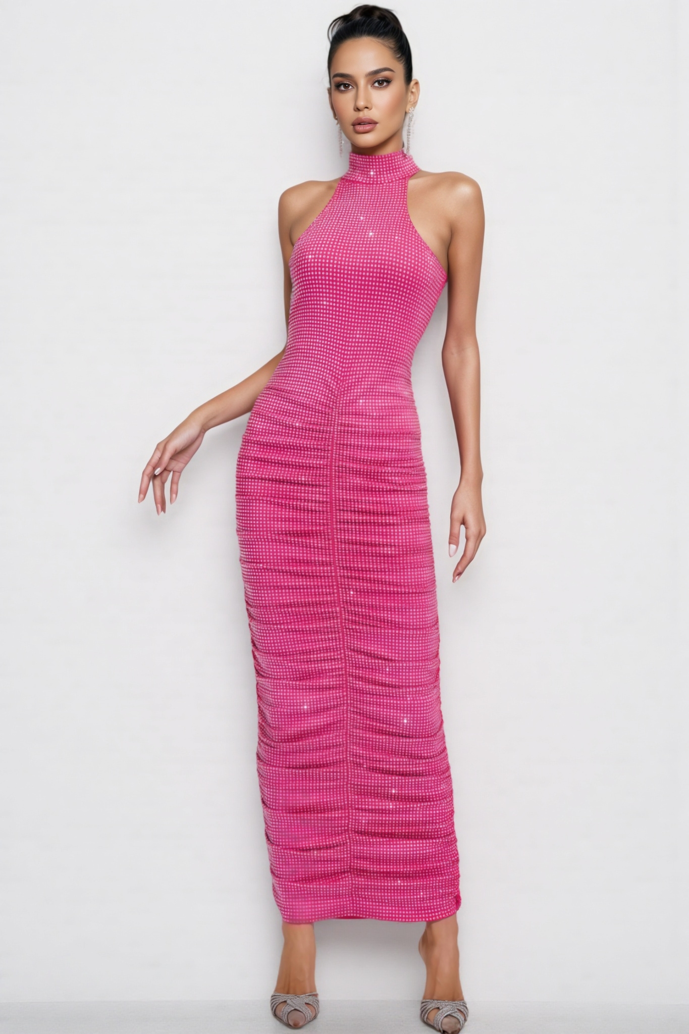 Jackea Rose Red Diamond Maxi Dress