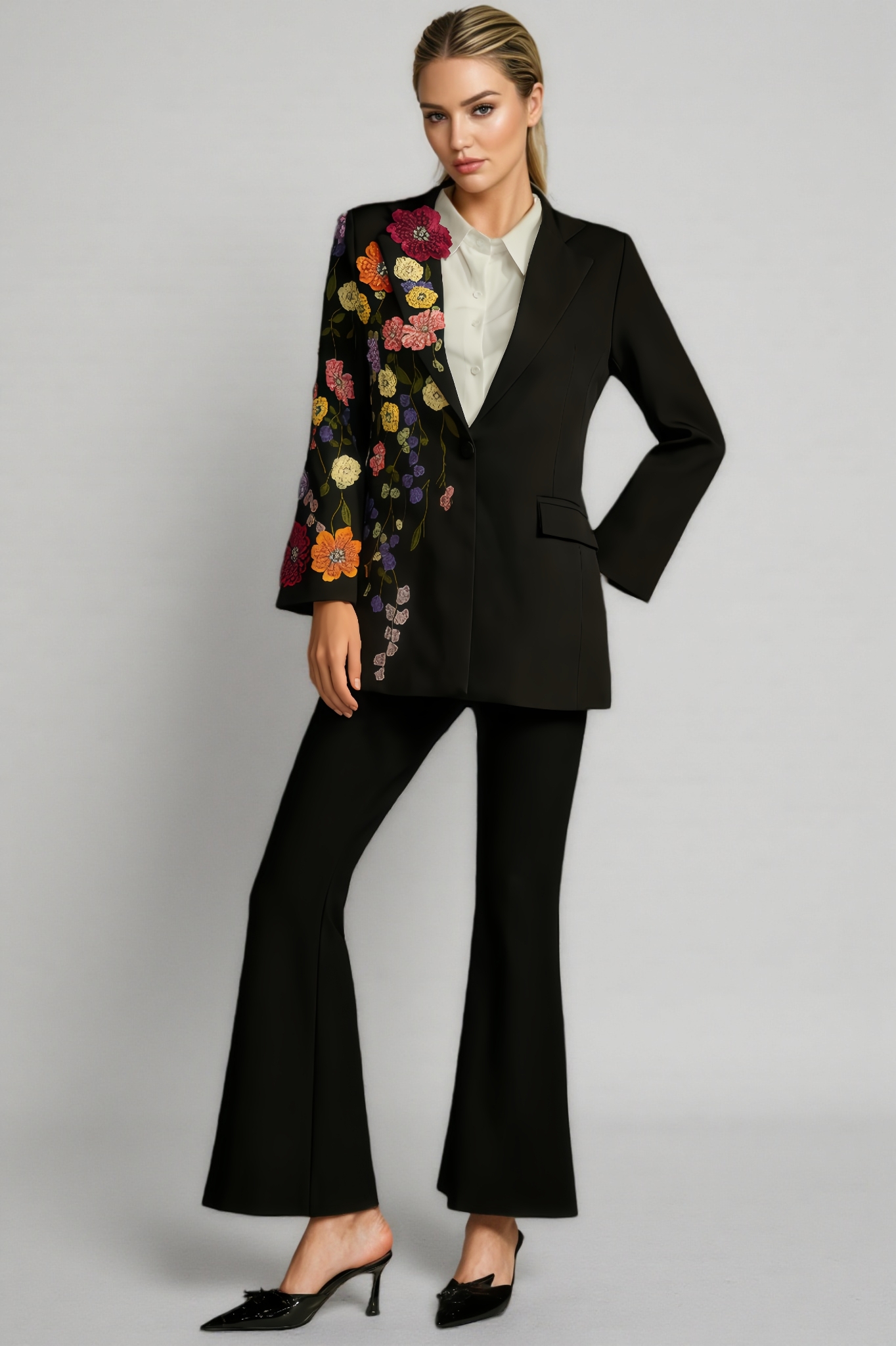 Eliza Flower Embroidered Blazer