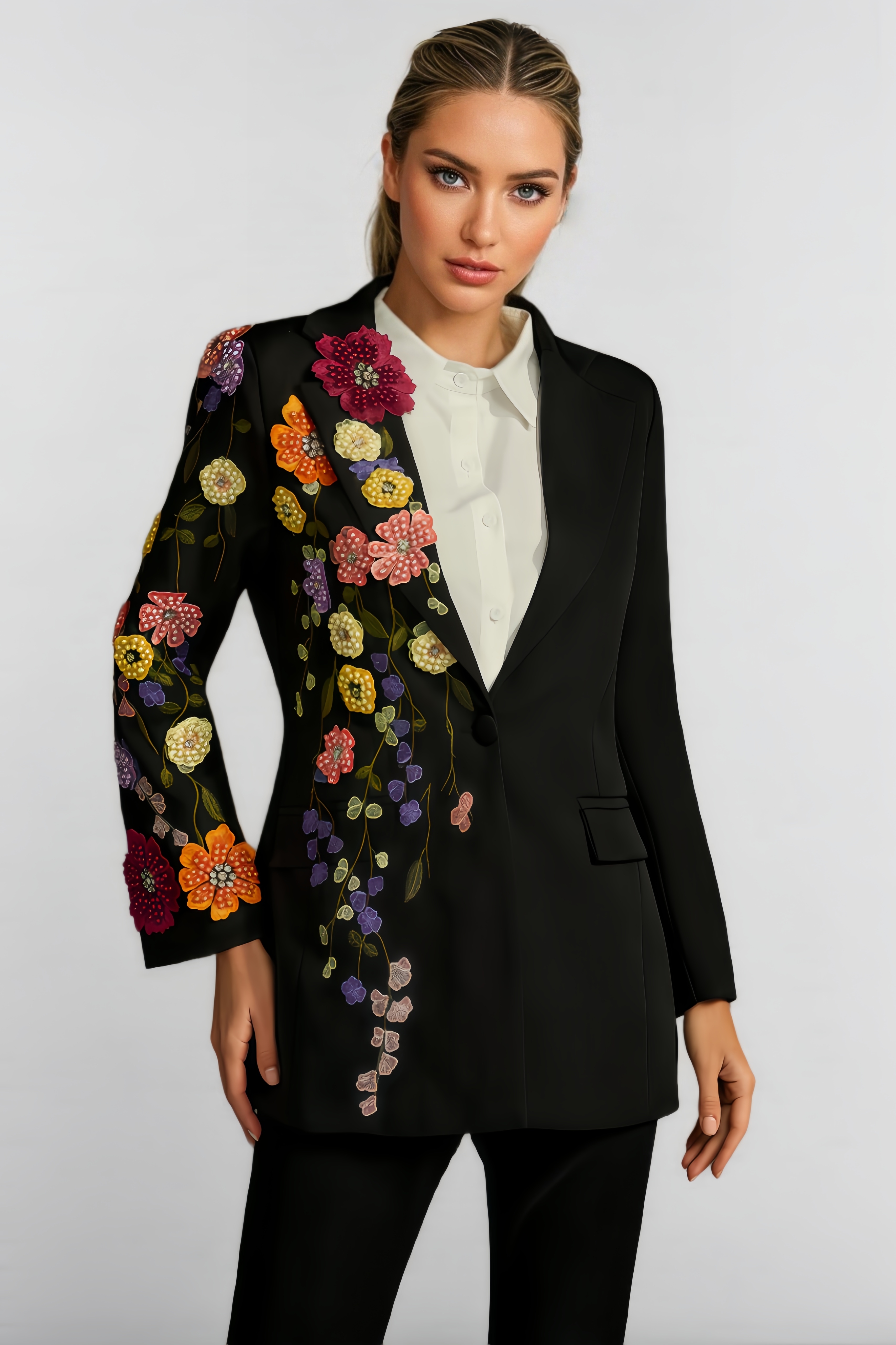 Eliza Flower Embroidered Blazer