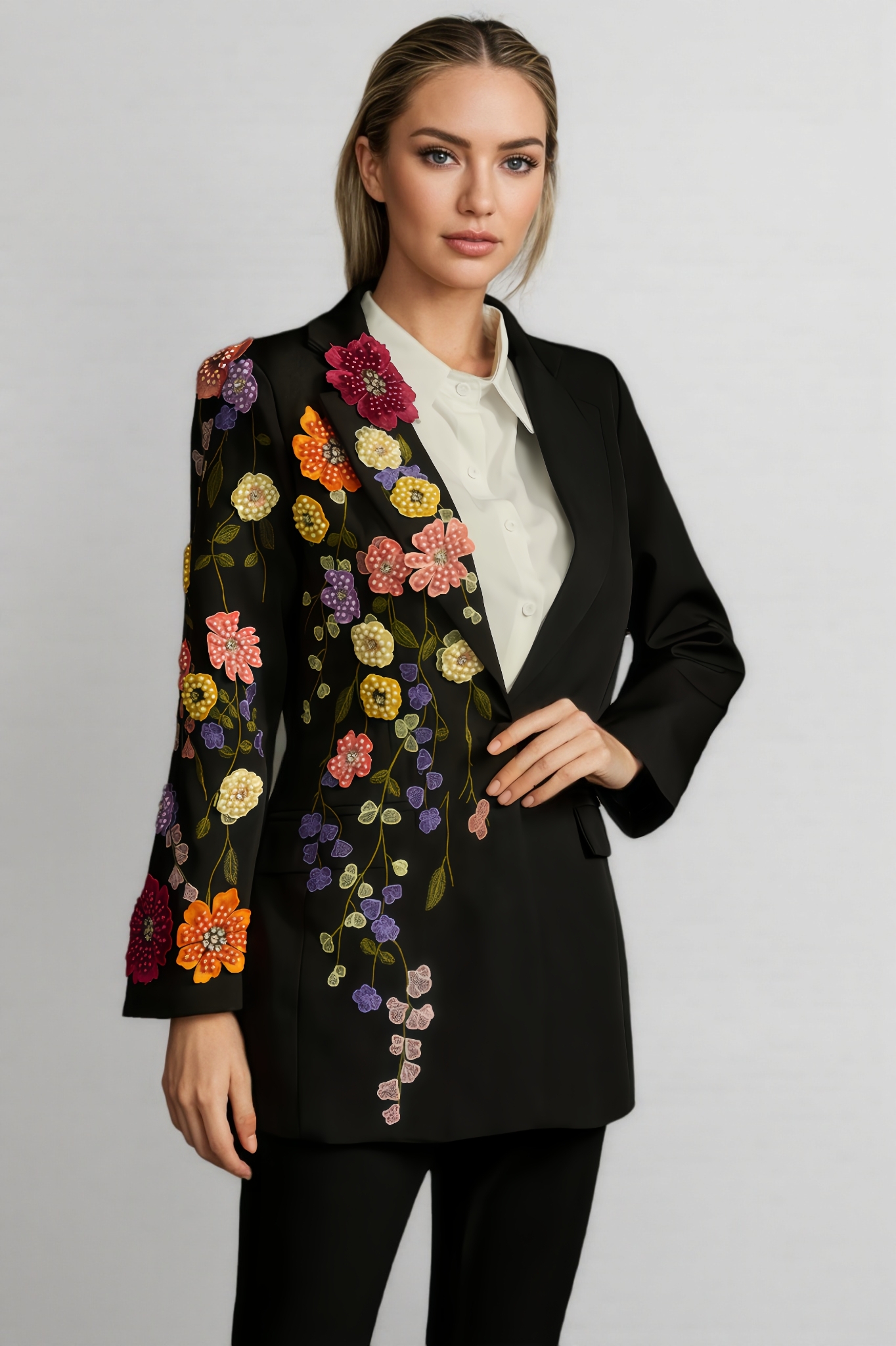 Eliza Flower Embroidered Blazer