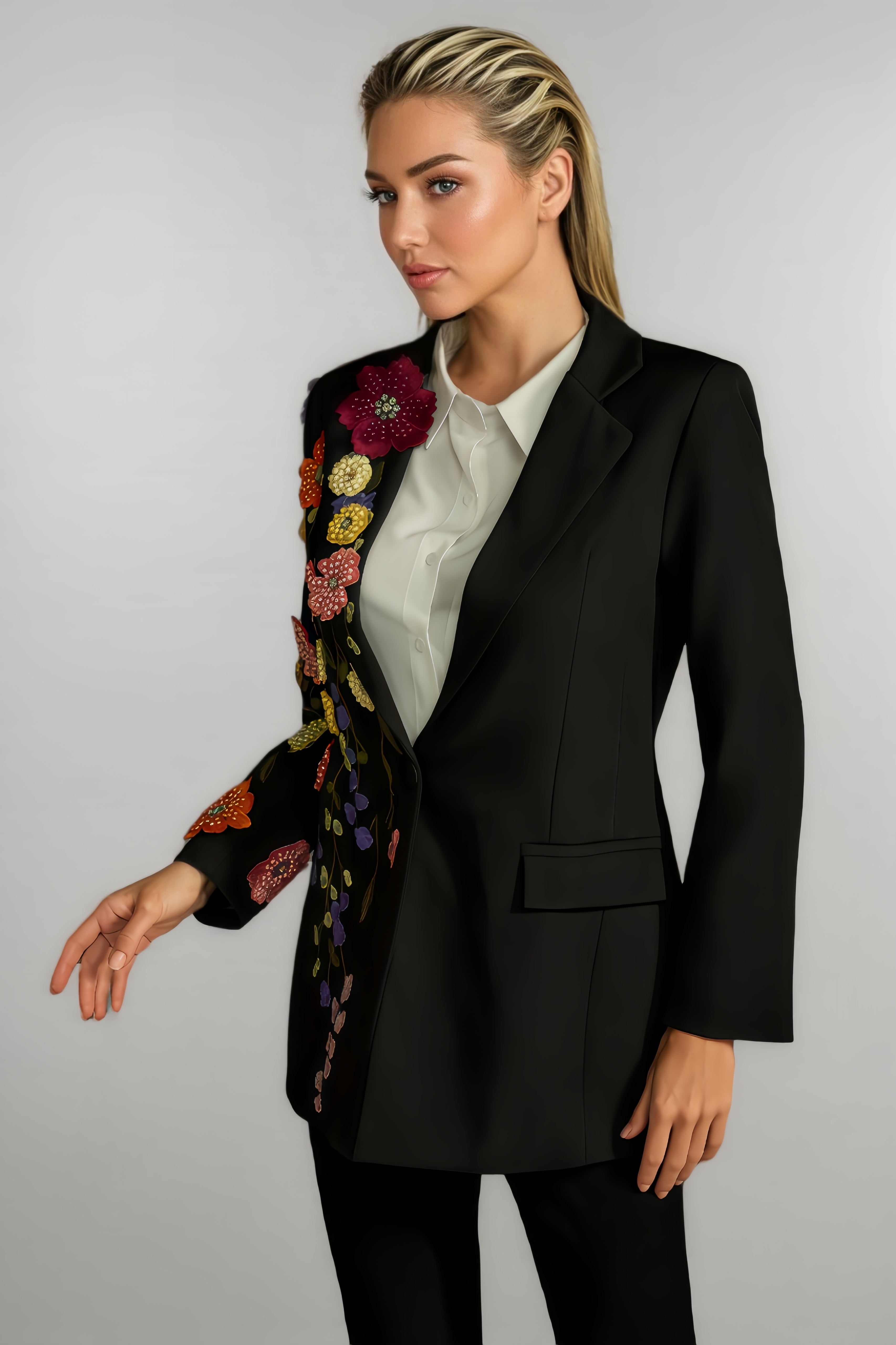 Eliza Flower Embroidered Blazer