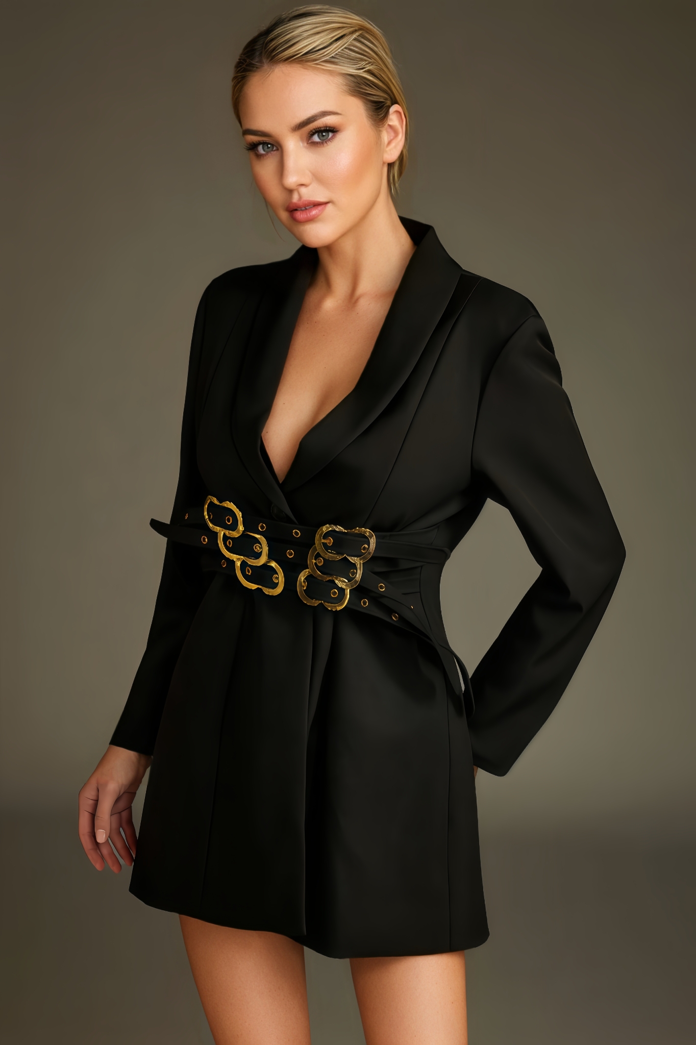 Long Sleeve Belted Blazer