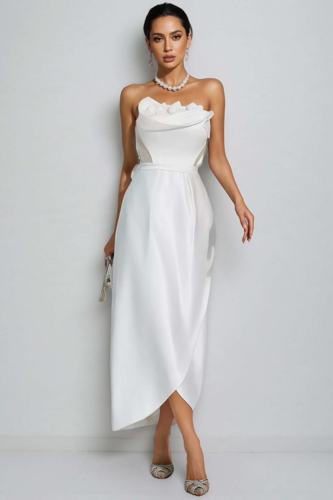 Inga White Off Shoulder Satin Maxi Dress