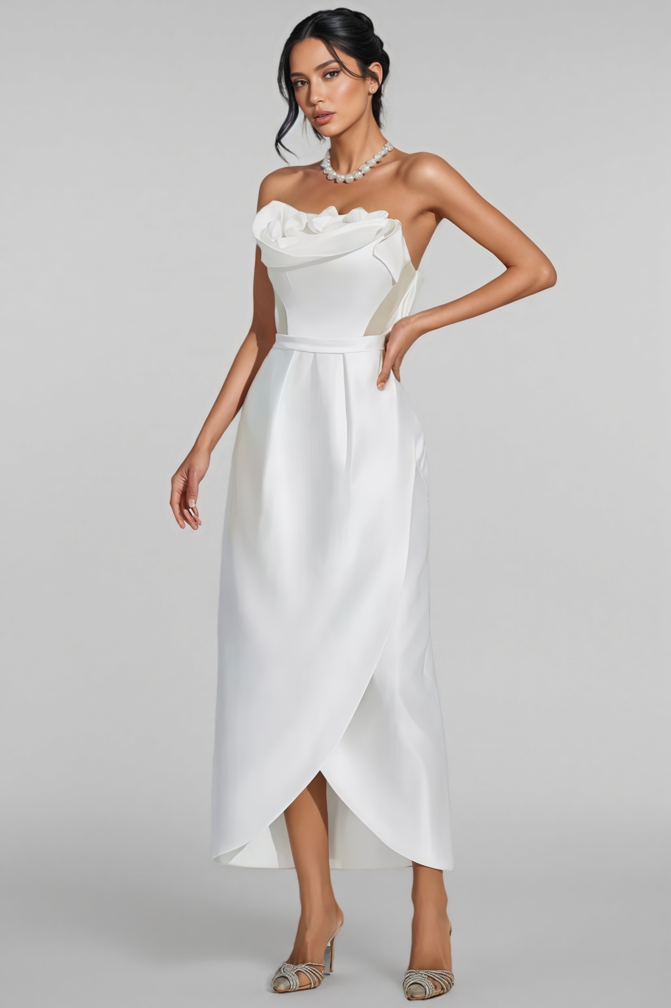 Inga White Off Shoulder Satin Maxi Dress