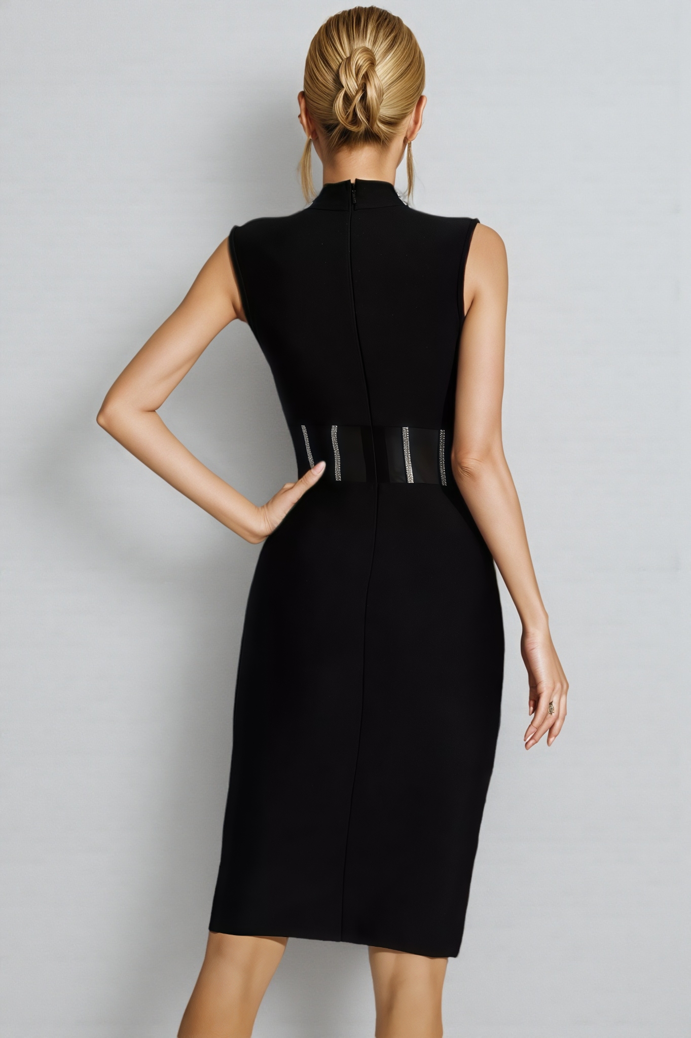 Uma Black Diamond Bandage Midi Dress
