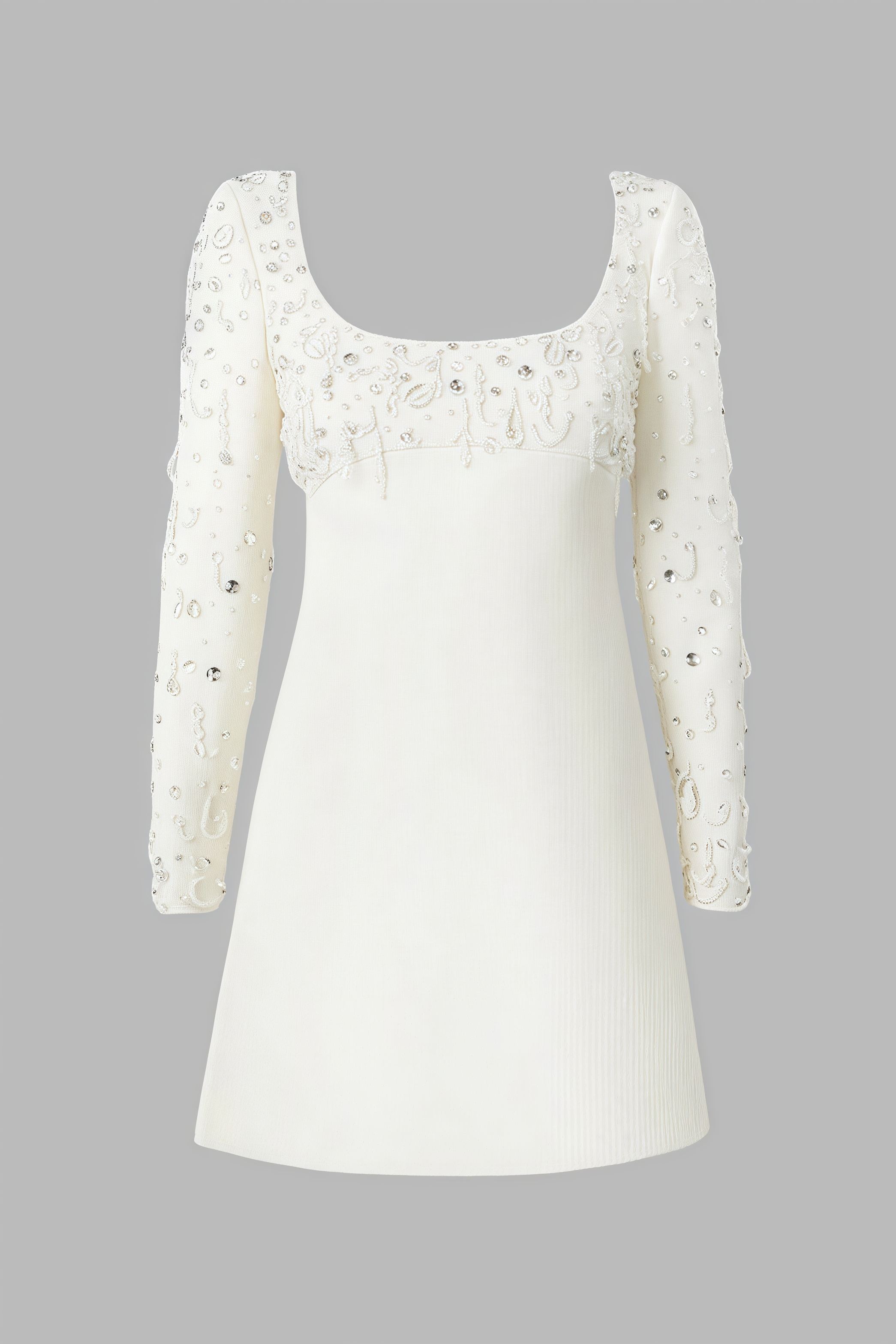 Owenfe White Beaded Diamond Mini Dress