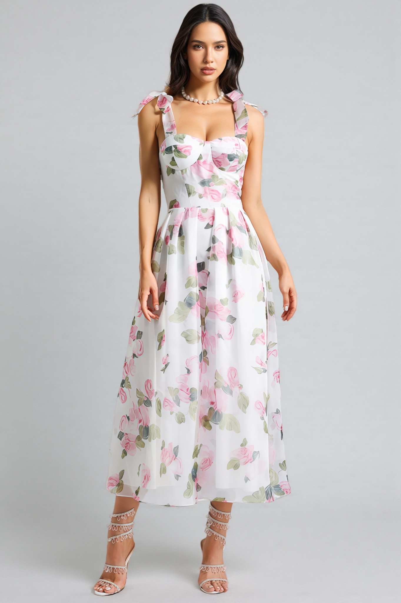 Lyric Printed Strap Midi Dress