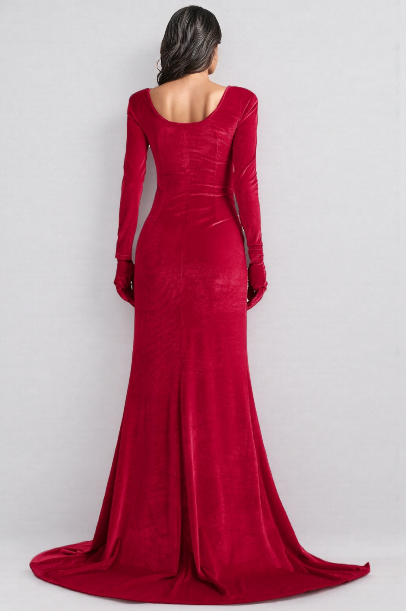 Jenny Red High Waisted Glove Maxi Dress