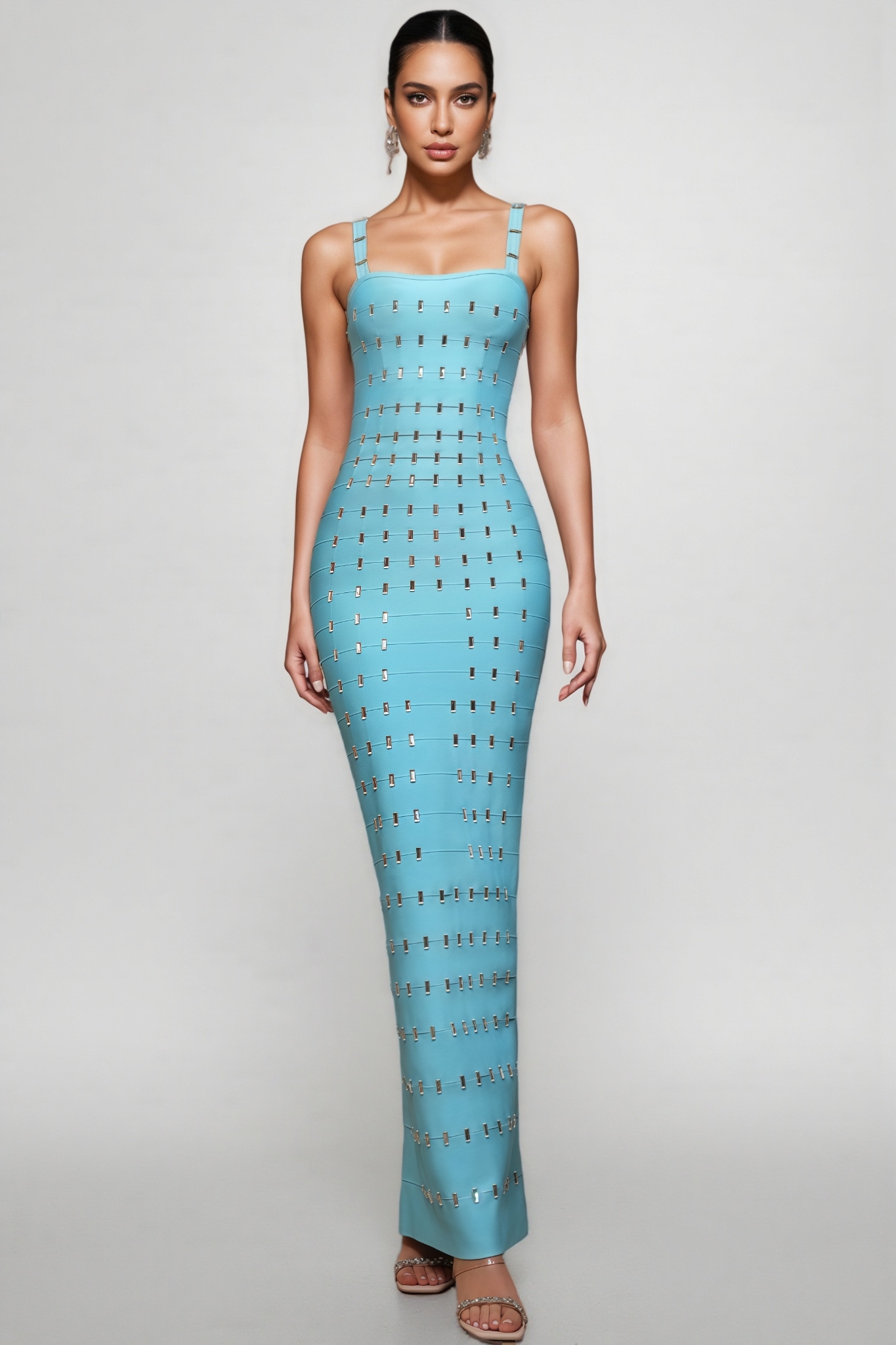 Andesd Blue Strapless Slit Maxi Dress