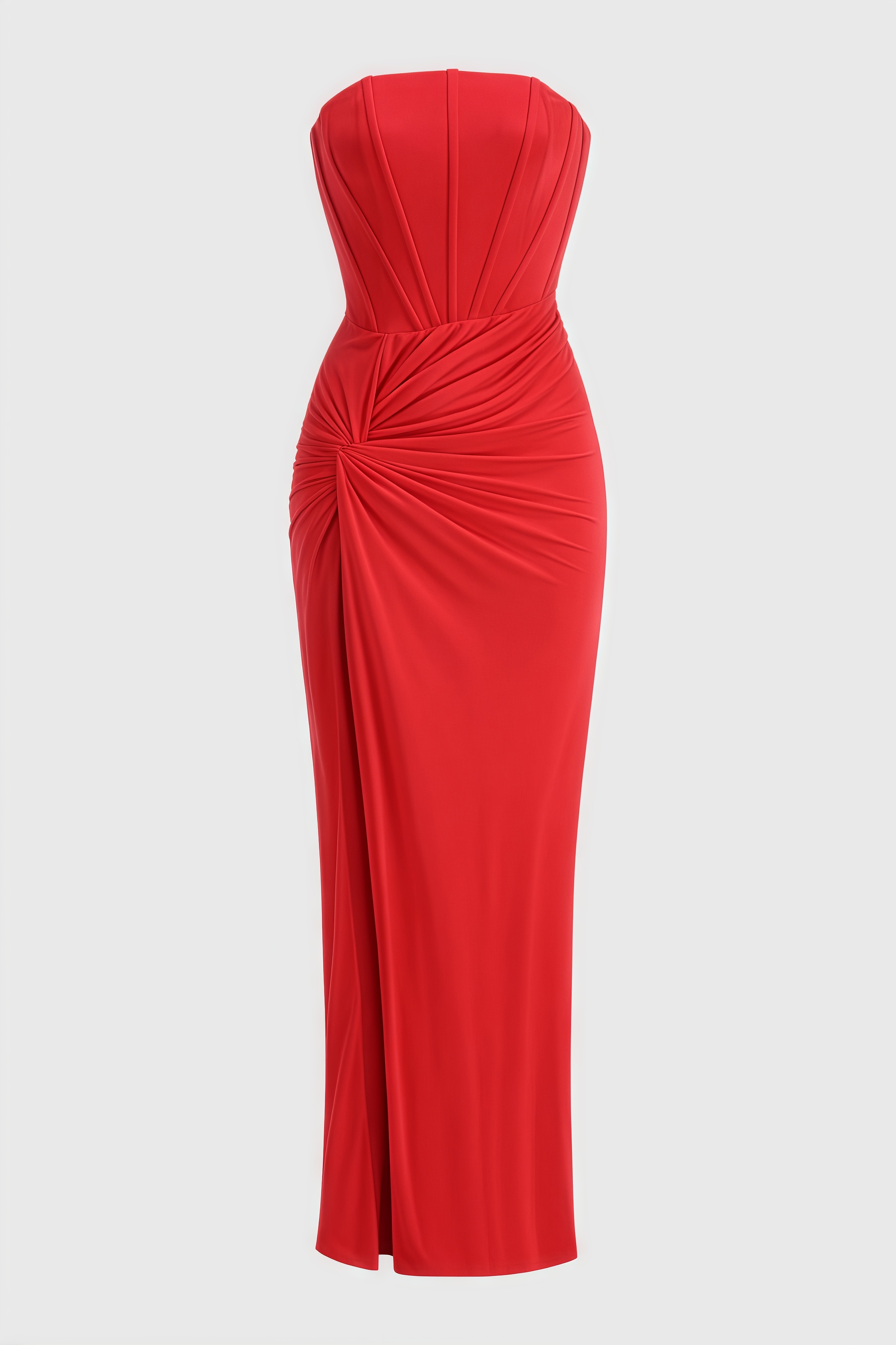 Kelid Red Backless Twisted Slit Maxi Dress