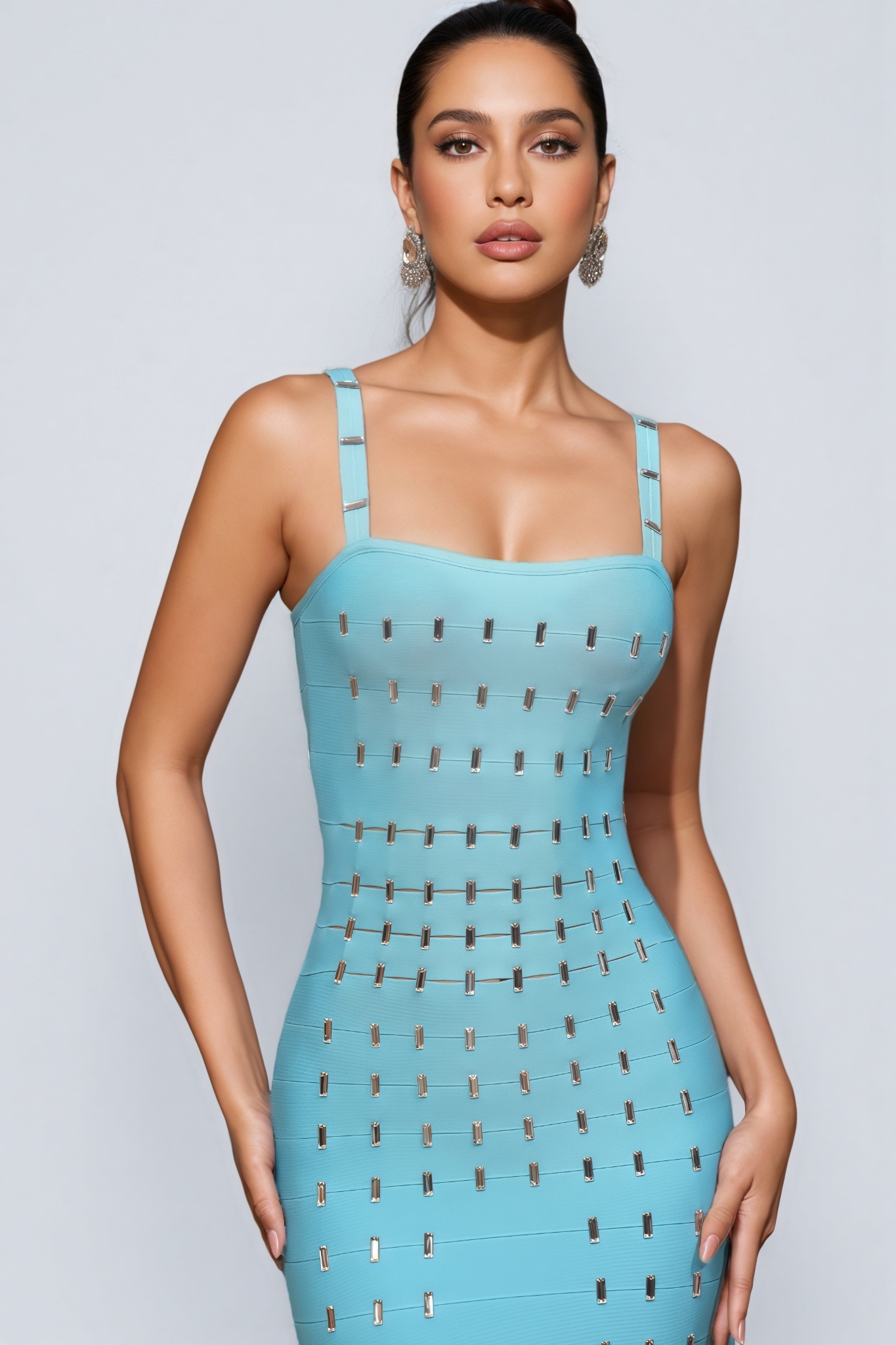 Andesd Blue Strapless Slit Maxi Dress