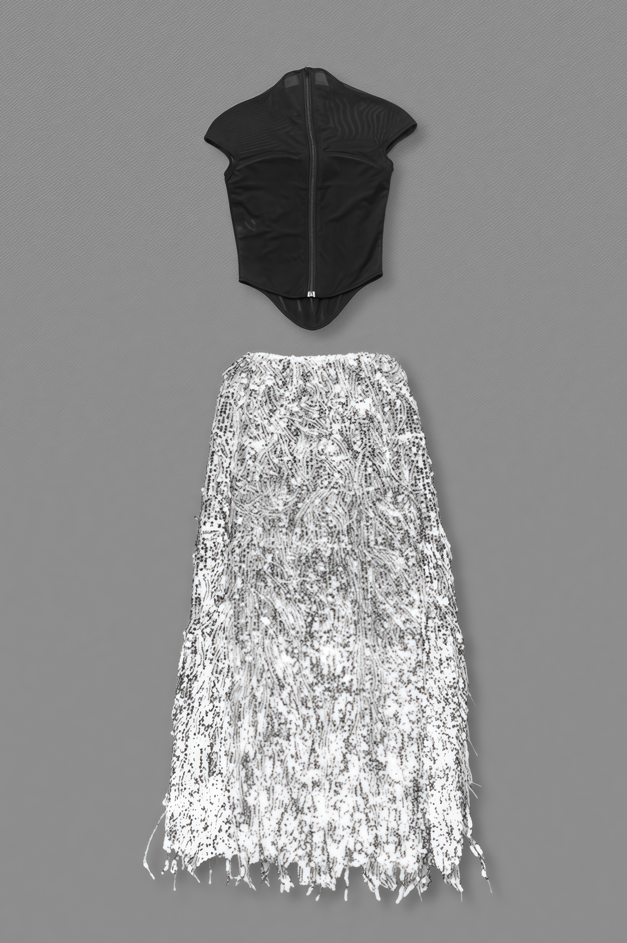 Xenia Fringe Beaded Maxi Dress Two Piece Set