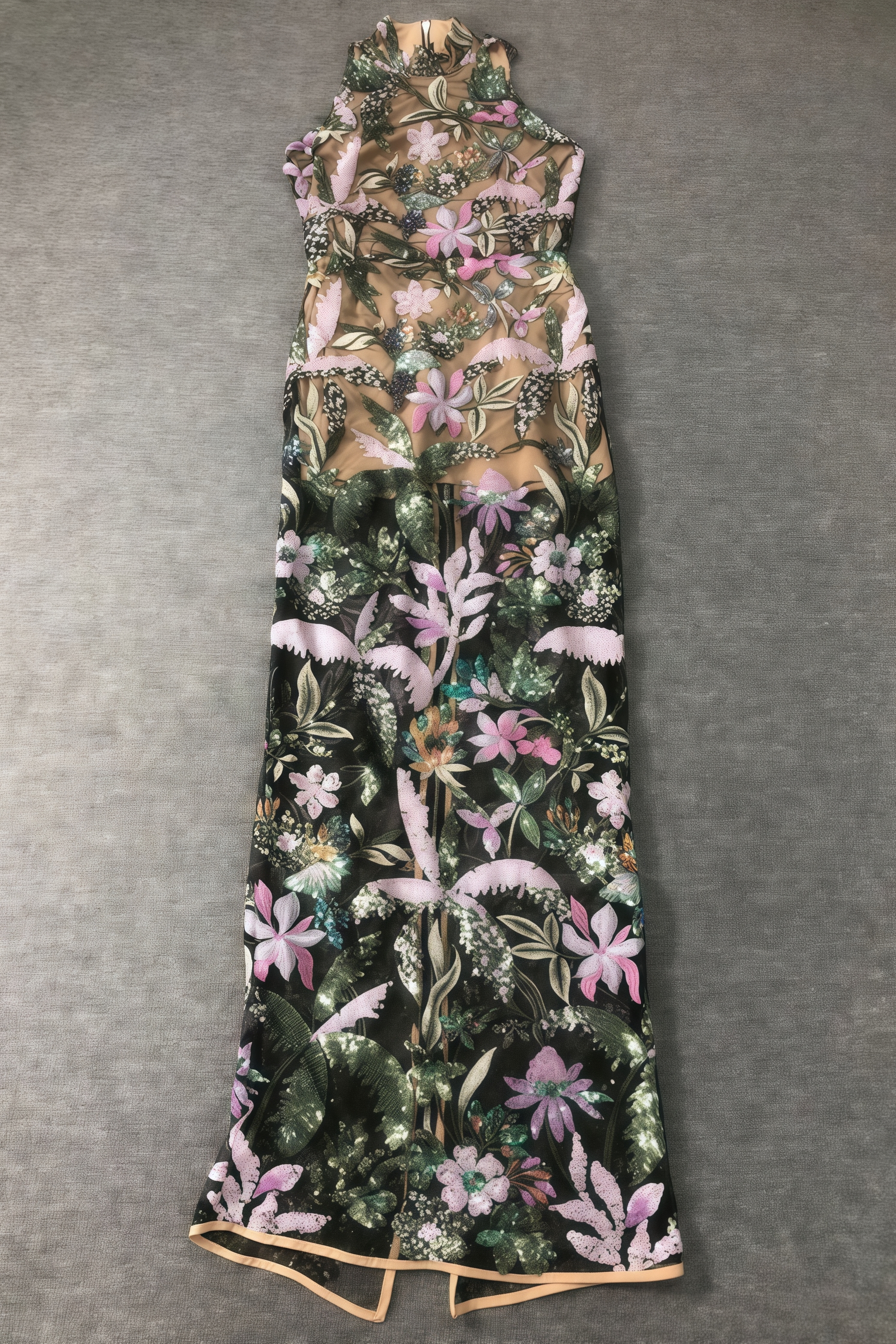 Charkd Lace Embroidered Flower Maxi Dress