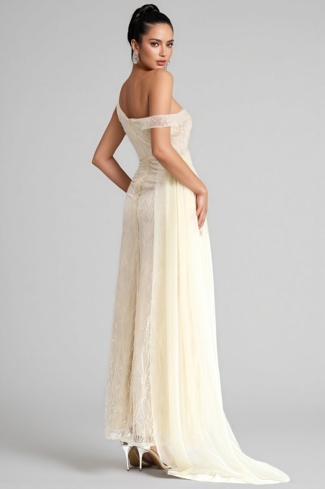 Cadie Strapless Split Mesh Maxi Dress