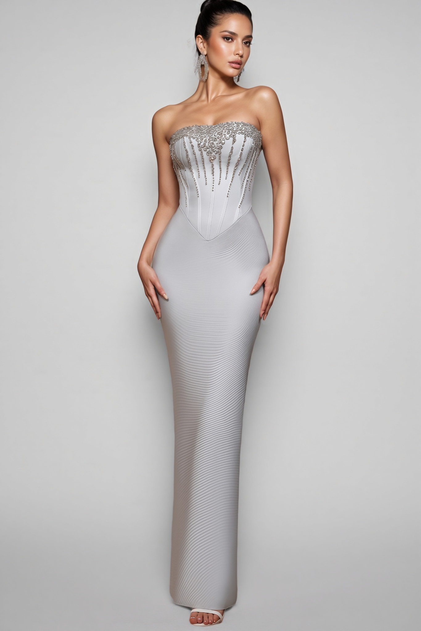 Lumld Strapless Rhinestone Maxi Dress