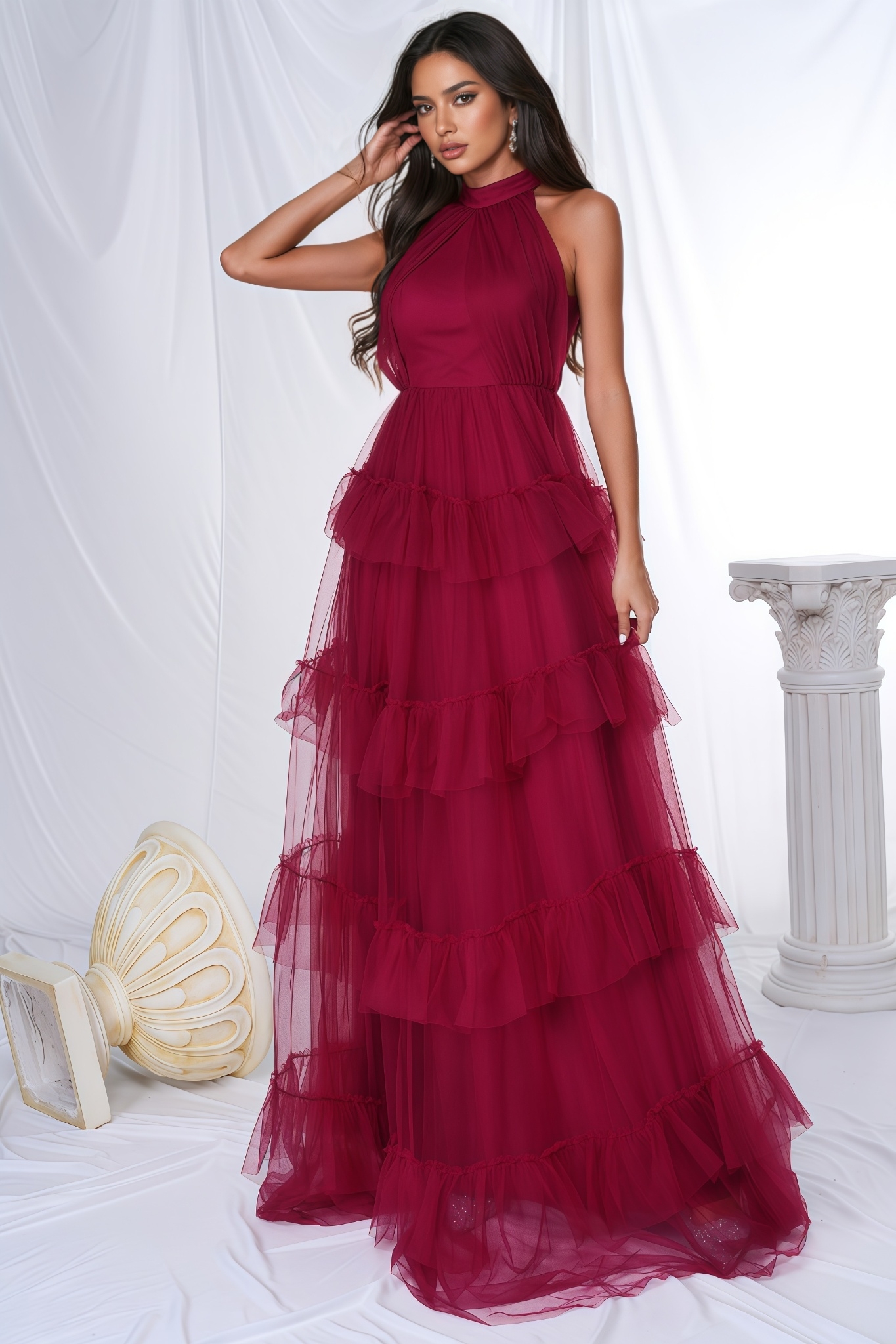 Vira Red Strapless Maxi Dress