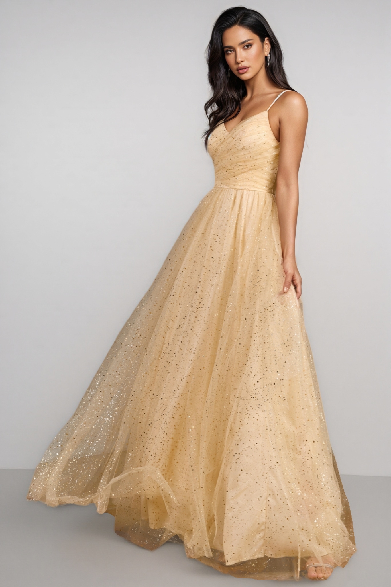 Ilian Halter V-Neck Sequin Maxi Dress