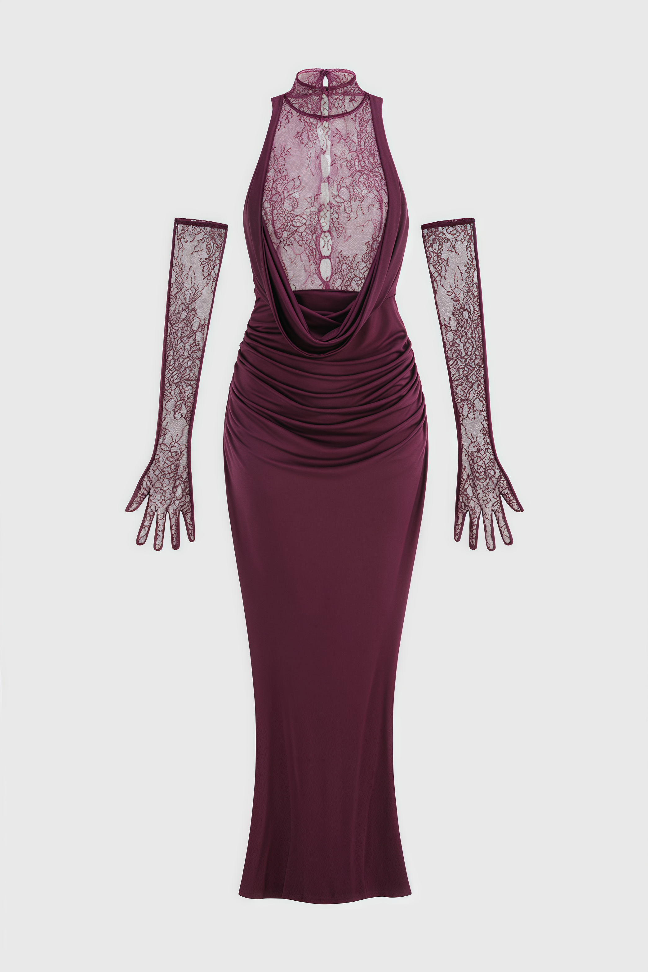 Marge Purple Halter Lace Maxi Dress