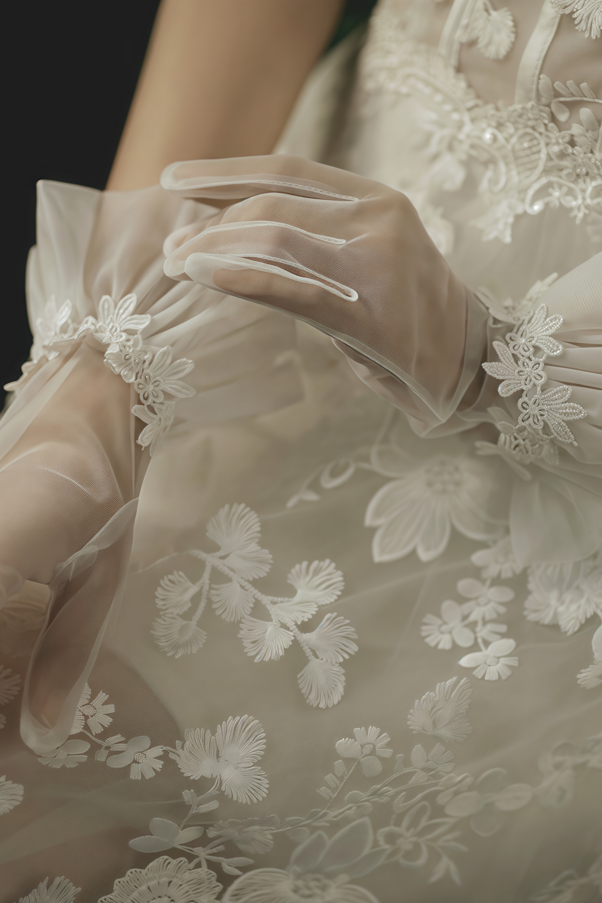 Kenlt White Bow Gloves