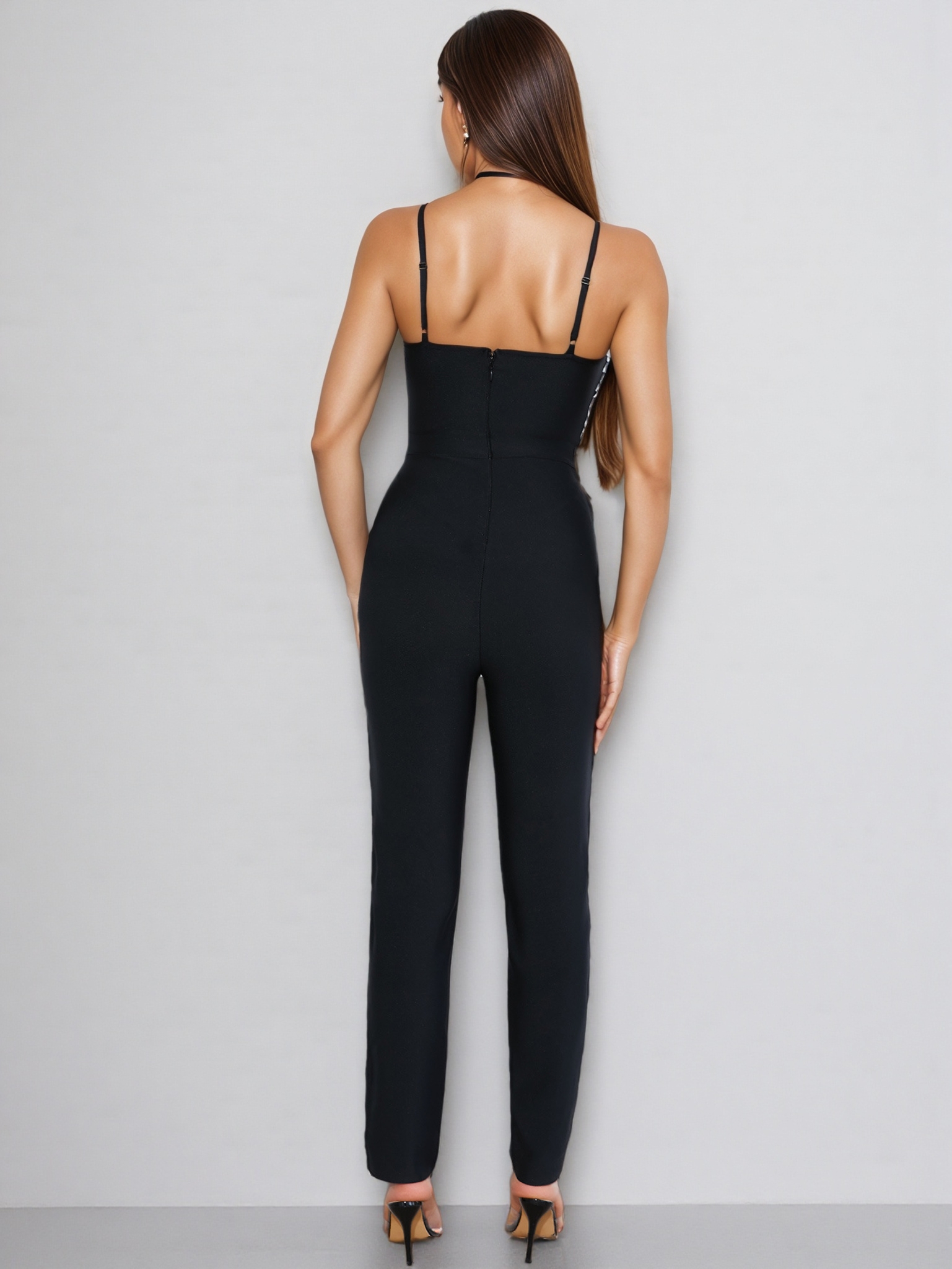Aziele Black High Waist Glitter Jumpsuit